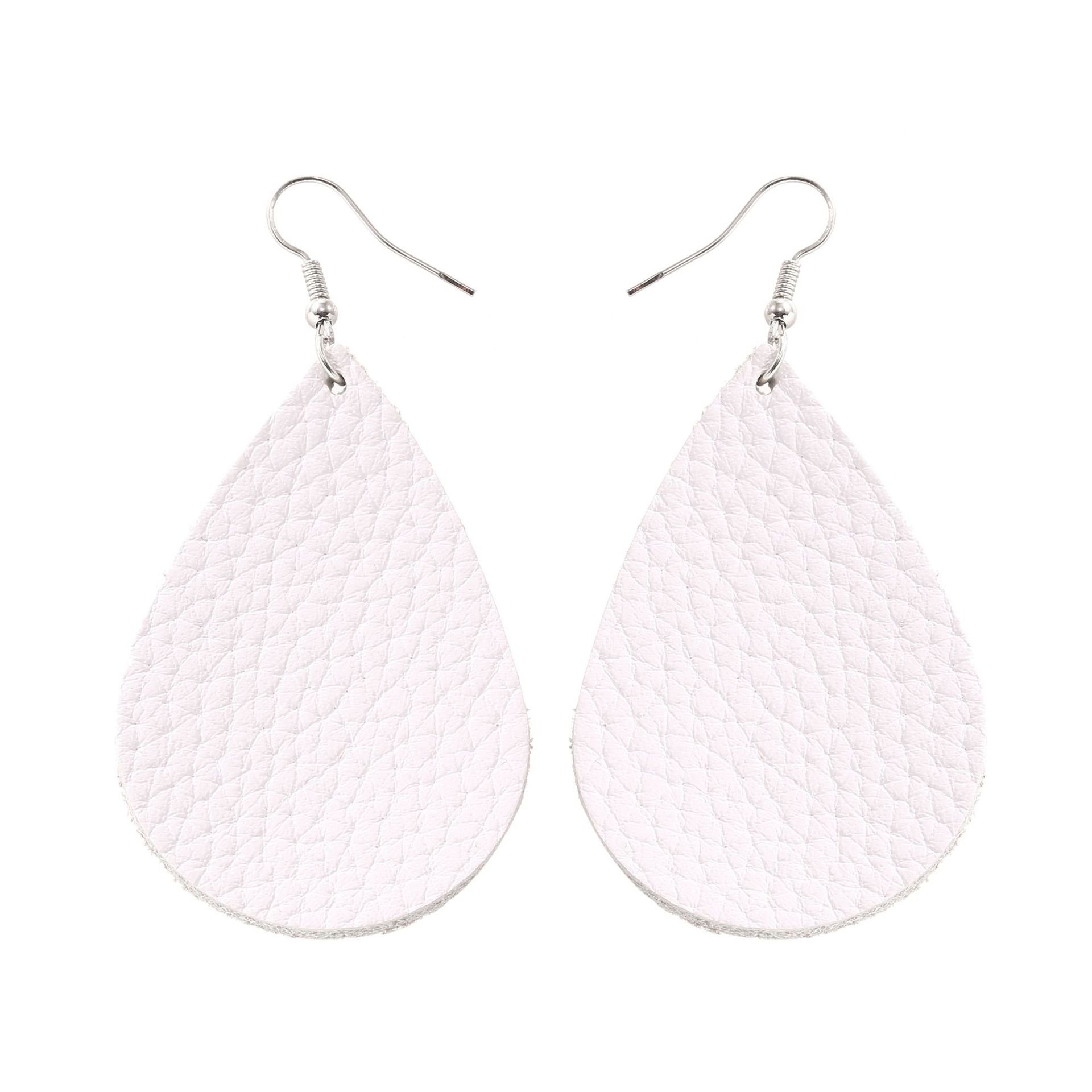 TIDOOJewelry Women Fashion Teardrop Leather Earring (One, 002# White)