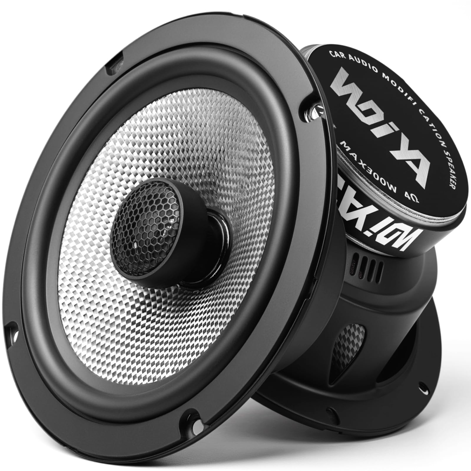 Upgrade 6.5 Inch Car Speakers-Coaxial 2-Way Carbon Fiber Cone, 300W Peak Power, 4 Ohm, High Fidelity Audio, Premium Stereo Sound (2 Speakers)