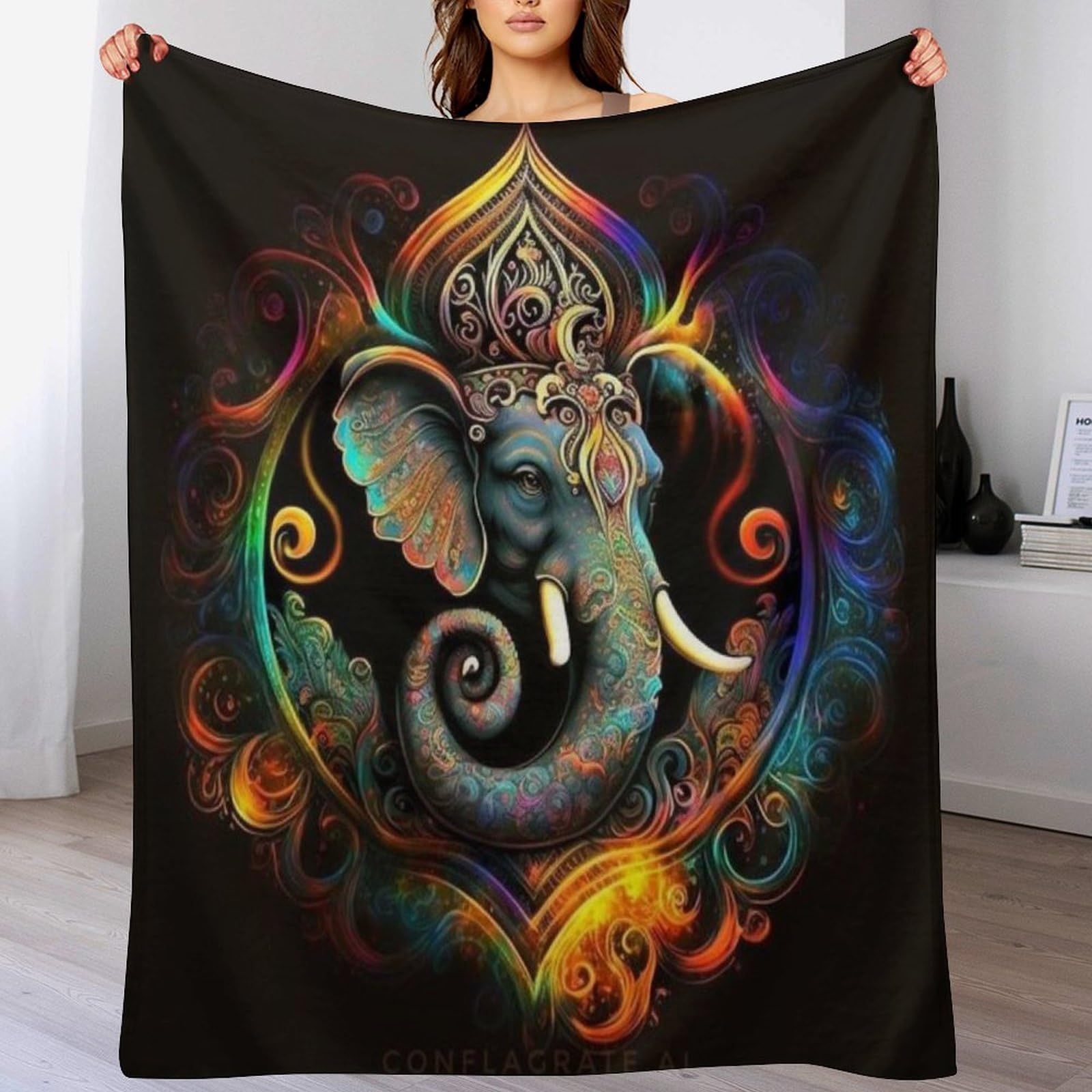 Couverture éléphant anti-froid en flanelle douillette pour protéger canapé et lit