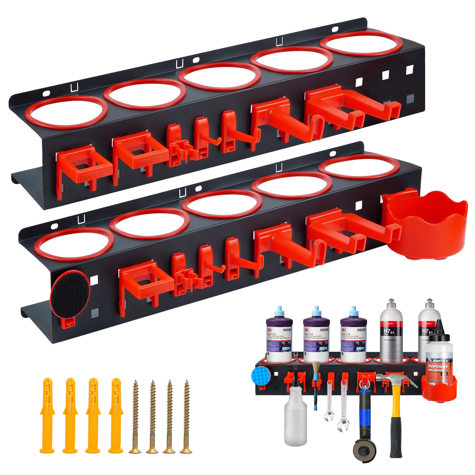 Dosenhalter für Sprühflaschen 2 Stück, Wandhalterung Metall Spraydosenhalter, Spray Bottle Storage Rack Werkstatt Zubehör, Werkstatteinrichtung Spraydosen Regal für Garage Geschäft und Zuhause