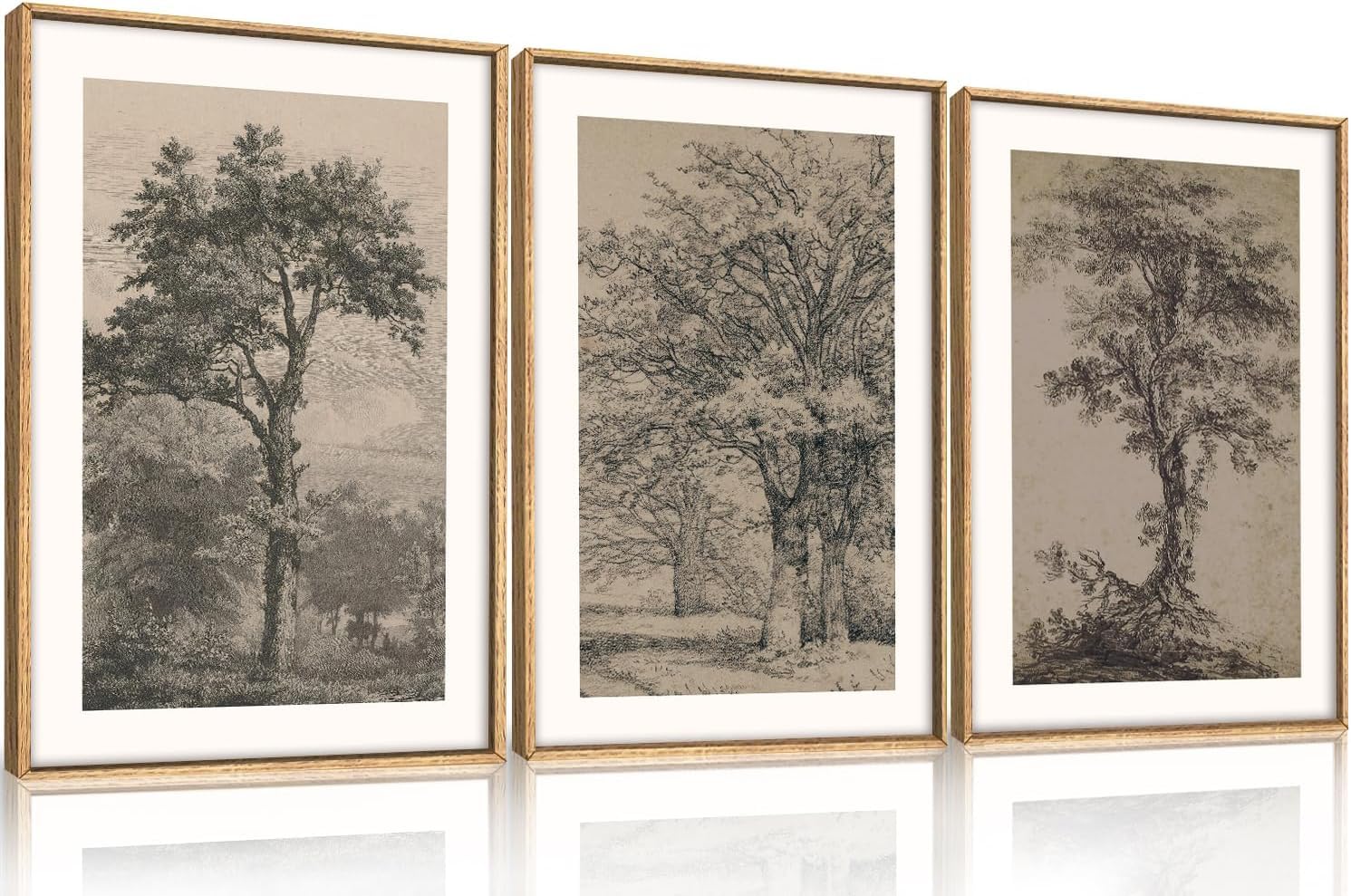 TOARTi Vintage Tree Sketch Wall Art Nature Boho Wall Painting 16x24inx3 — image 1