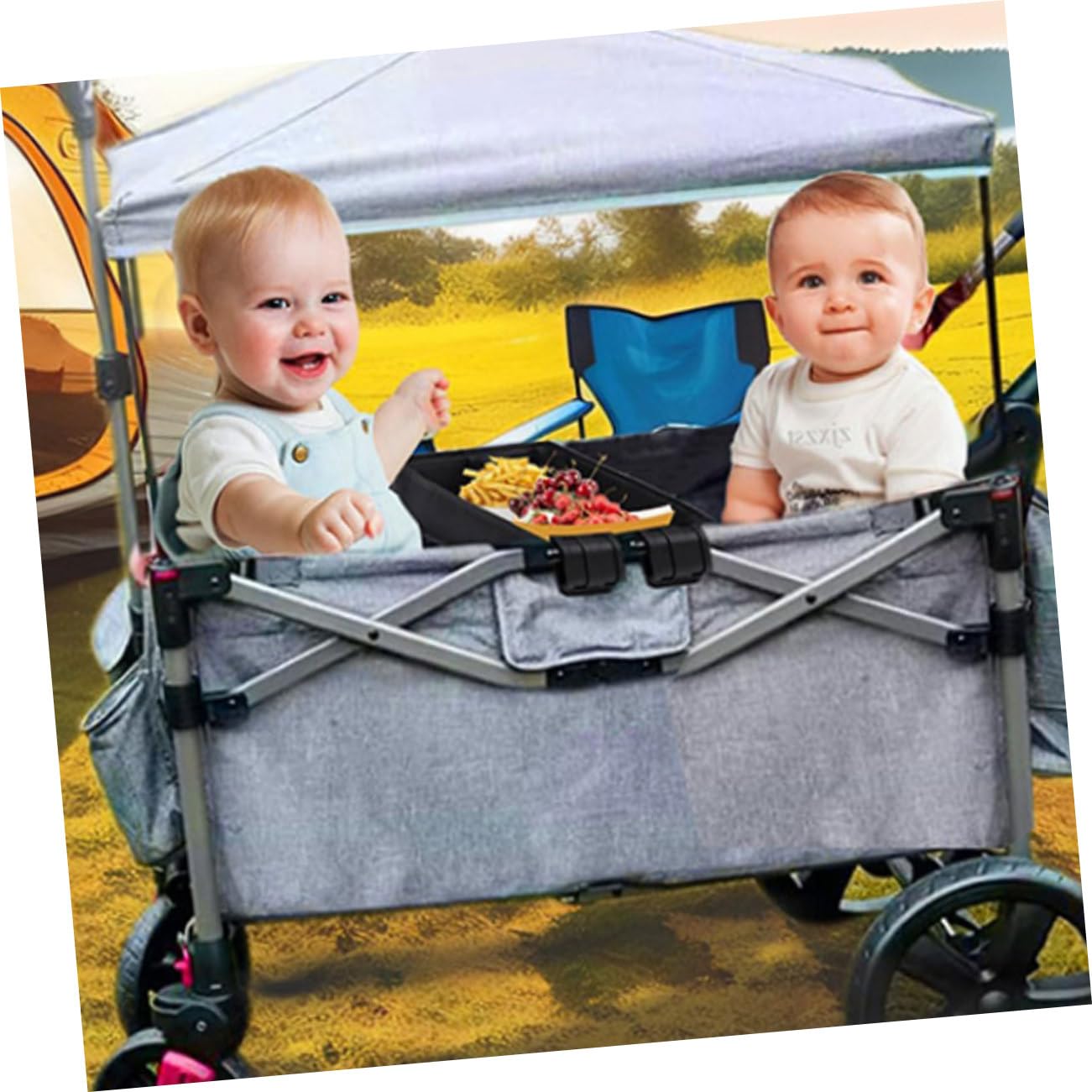 Vassoio Snack per Passeggino Portabicchieri Nero Xl