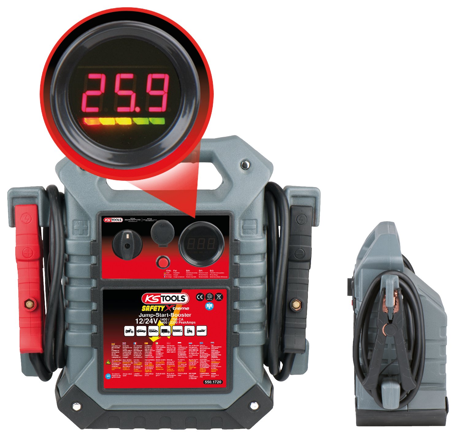 KS Tools 550.1720 Booster per batterie 12 V + 24 V - starter mobile 1400 A