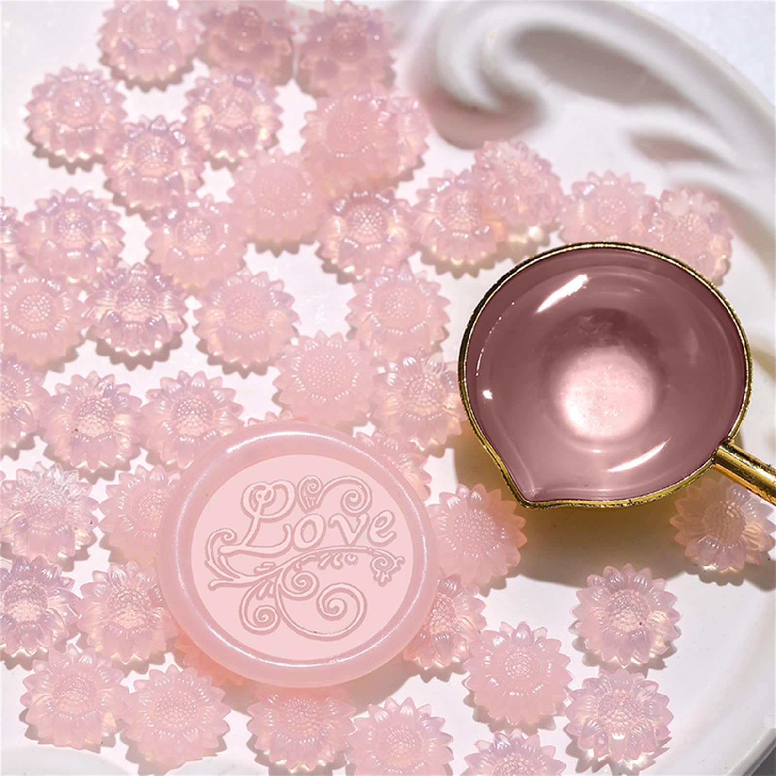 Hsioluted Pcs Sunflowers Waxes Seal Beads Translucent Sealing Waxes Beads Great for Envelopes Wedding Invitations Decoration