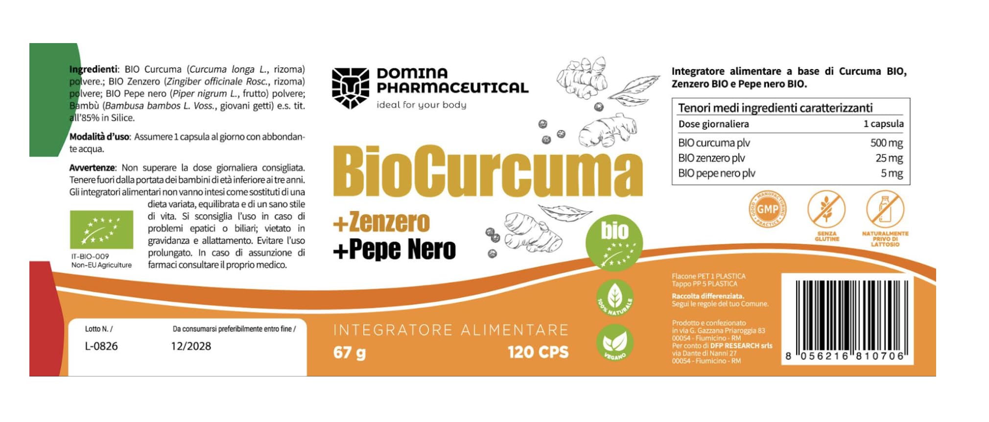 BioCurcuma - Curcumina e Piperina [Scorta 4 Mesi] Articolazioni e Muscoli | Curcuma Piperina Zenzero | Antinfiammatorio Naturale, Made in Italy - 120 Capsule