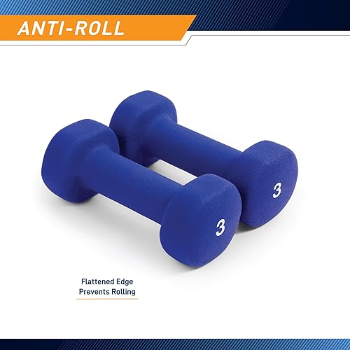 Miniatura 4 de Marcy Juego de 3 pares de mancuernas con revestimiento de neopreno (total de 32 libras) con soporte para mancuernas, pesas de mano para ejercicio en