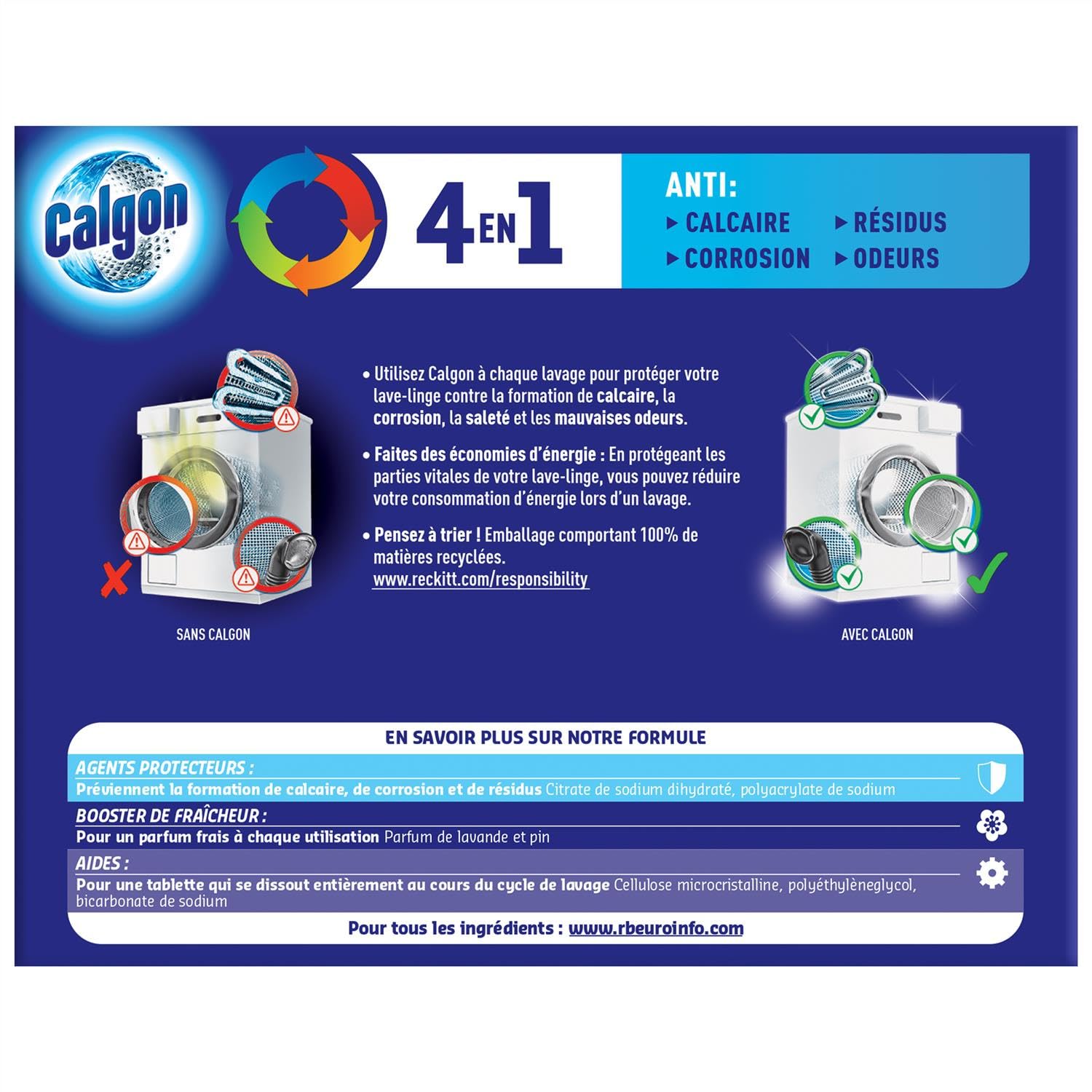 CALGON Compresse anticalcare per lavatrice, 4 in 1, 5 x 48 pastiglie