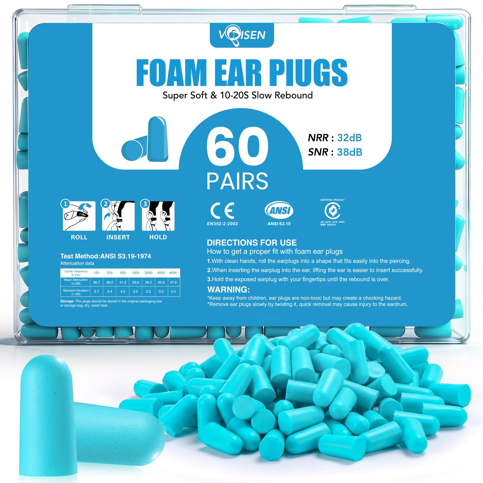 VOISEN Foam Ear Plugs - Noise Cancelling Sleep -7