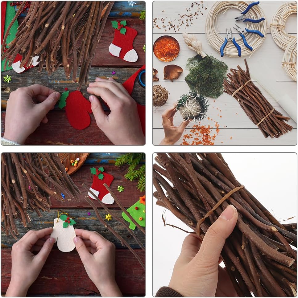 Craft Sticks, 50Pcs Wood Log Sticks for Crafts 12" Wood Twigs Long Wooden Branches for Decoration, DIY Photo Props School Projects Festival Decor