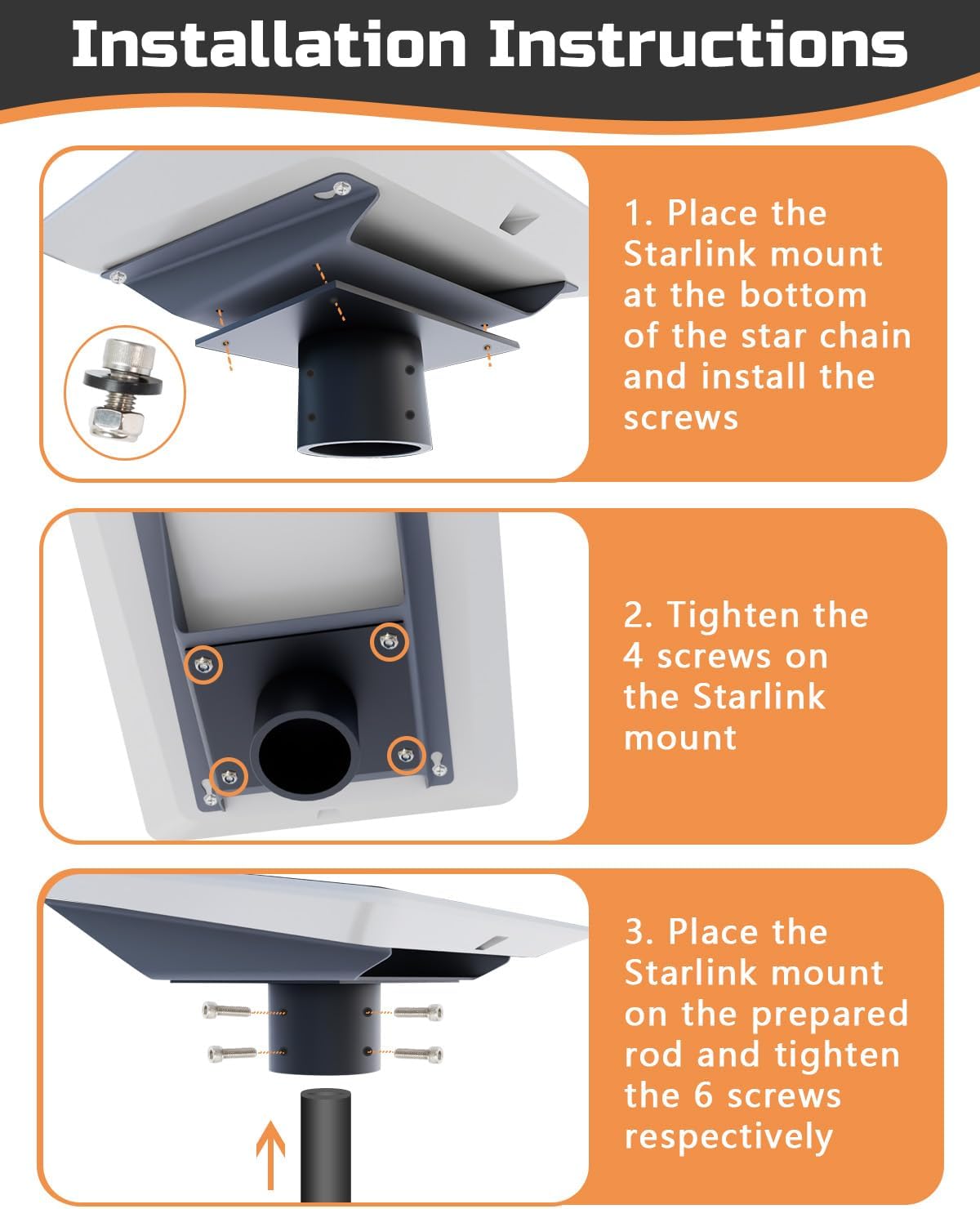 Starlink Flat High Performance Pipe Adapter, Beciety Mounting Kit for Antenna, Pole, and Roof Mount