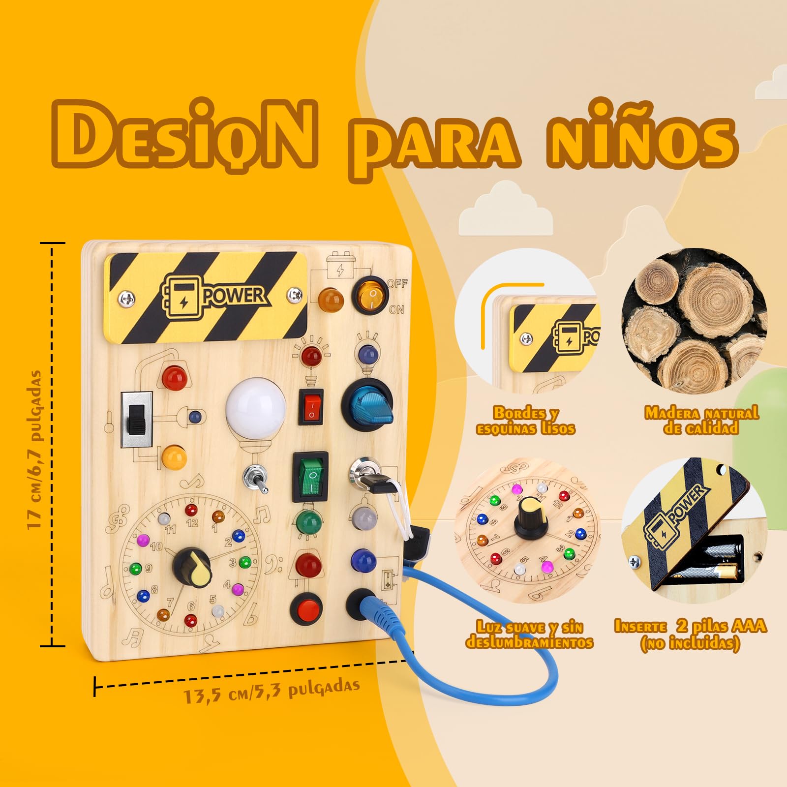 Hoarosall Busy Board Juguetes Montessori 1 años Tablero de Actividades Juguete Sensoriales de Madera con 10 interruptores y 23 Luces LED Educativo Motricidad Fina para Niños 1 2 3 Años, Niños y Niñas