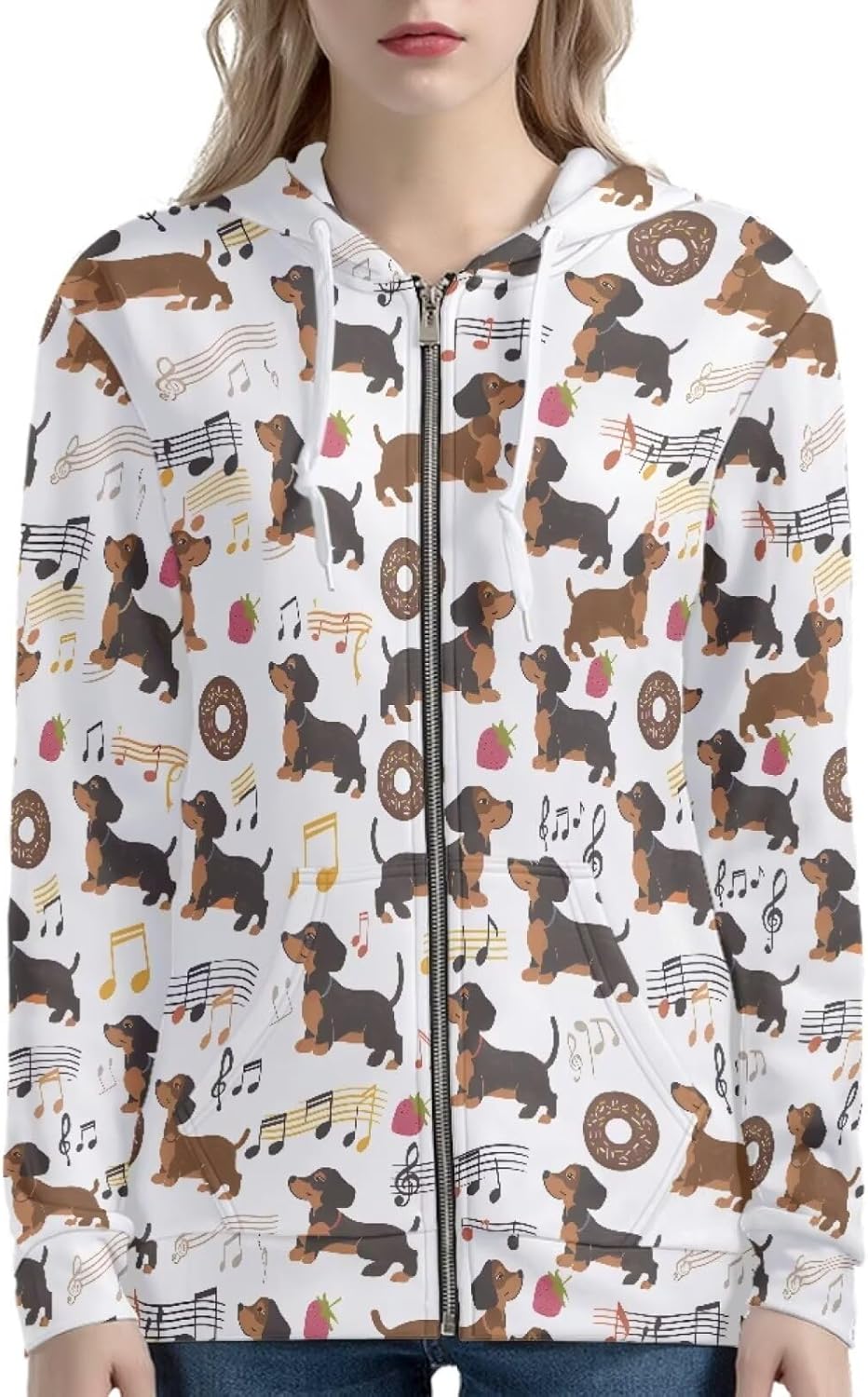 Loose Fit Zipper Hoodies for Women Soft Print Hoodie with Front Pocket Relaxed Comfy Hooded Sweatshirt - Image 2