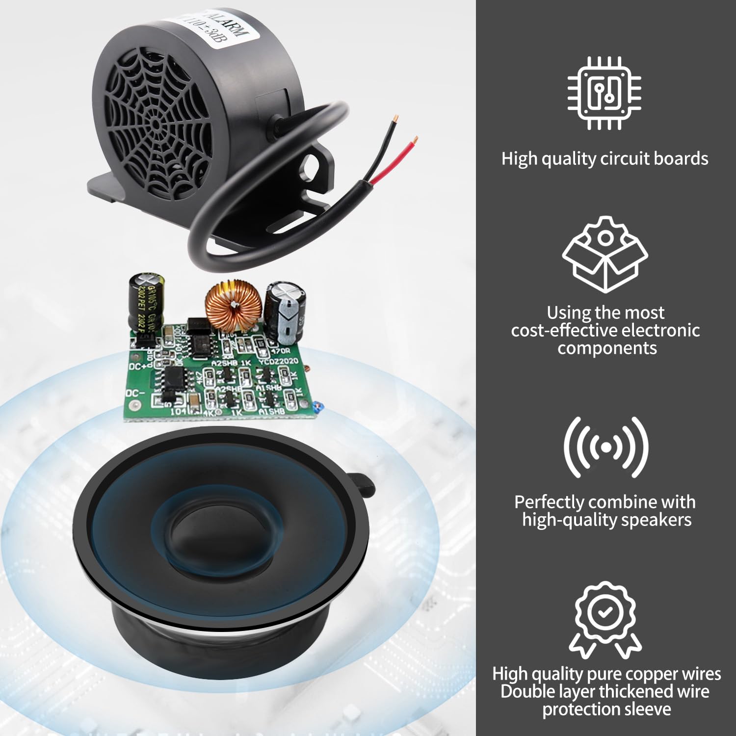 FARBIN Truck Back Up Alarm 6Pcs 110dB 12V-48V DC Car Reverse Alarm Horn