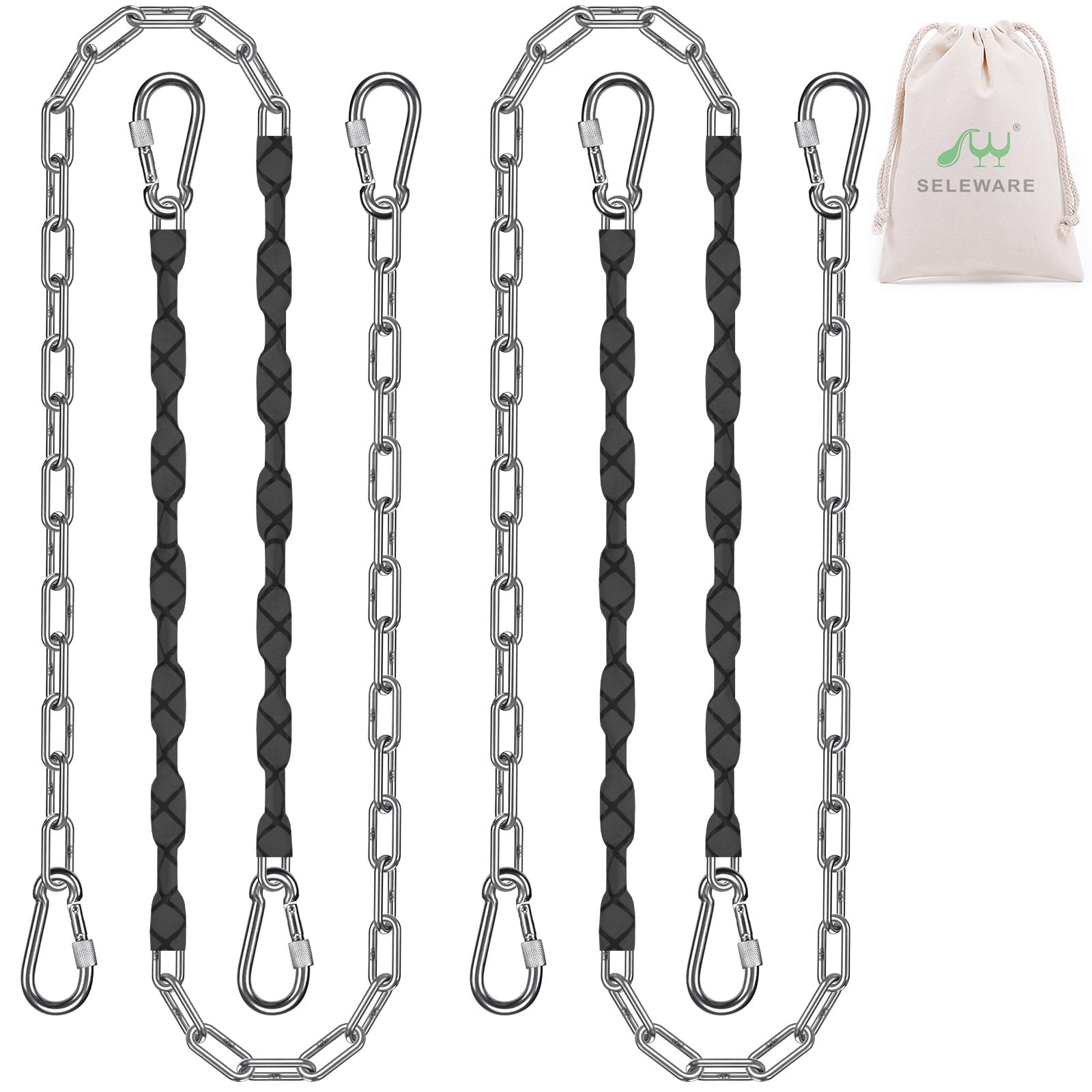 SELEWARE 4 Pcs 65" Stainless Steel Hanging Chains Heavy Duty Swing Chains