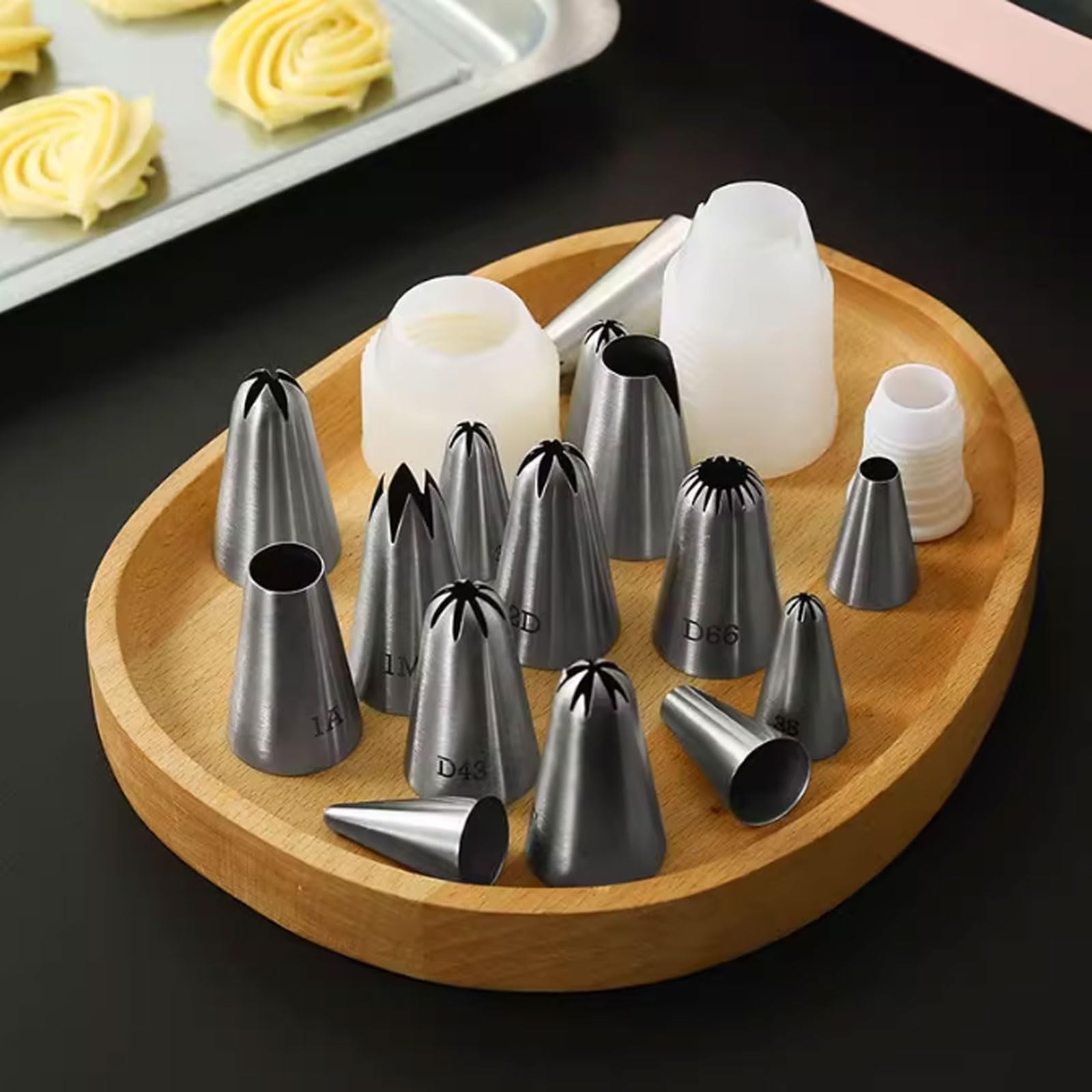 Juego de decoración Crema Premium 9 Piezas, Puntas tubería tamaño Mediano con Acabado Lijado, boquillas sin Costura Acero Inoxidable 304 for repostería