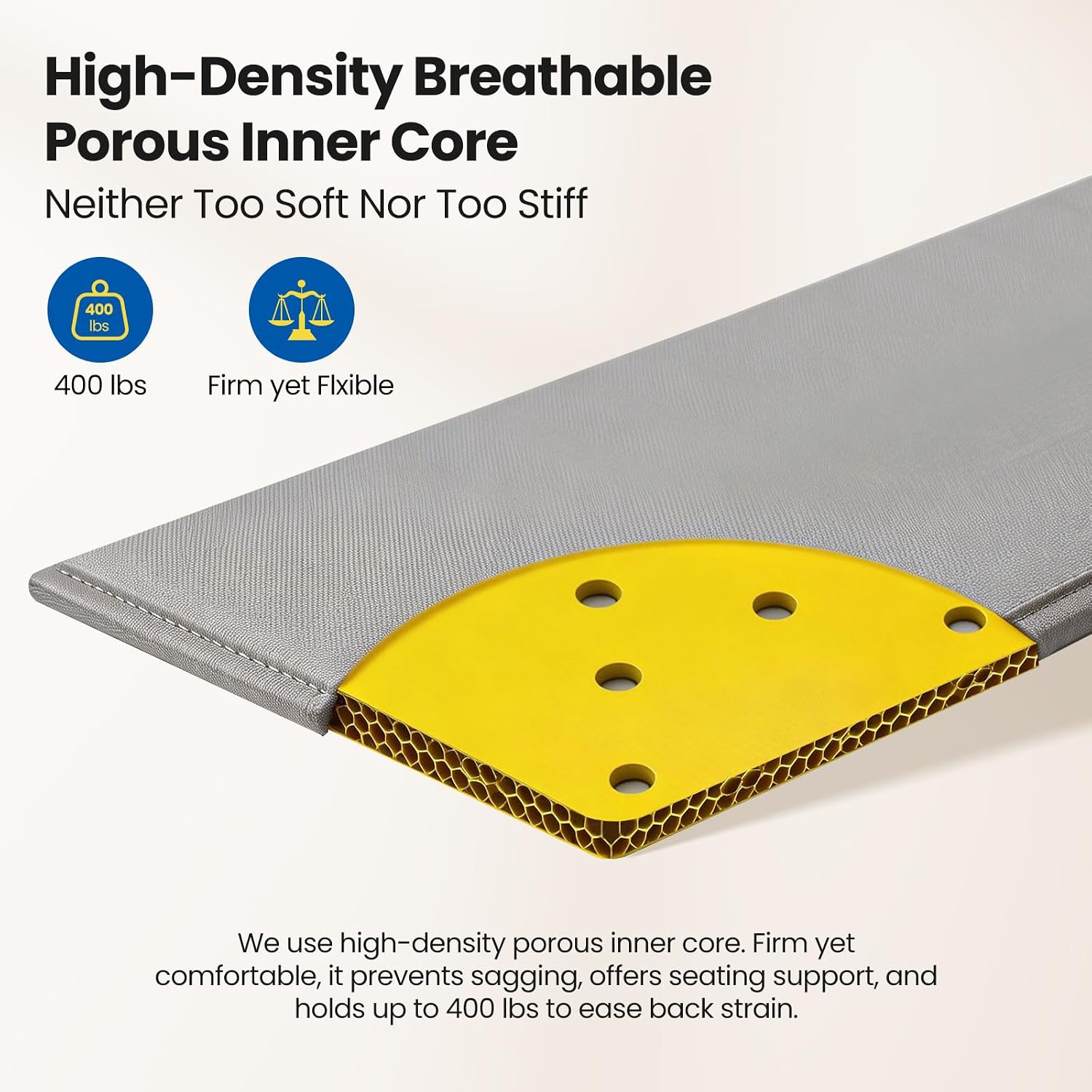 Heavy Duty Couch Supports for Sagging Cushions, 21.5" x 70" Flexible High-Density Breathable Core Couch Saver, Foldable Under Cushion Support Board with Anti-Slip Dots, Firm Yet Comfortable