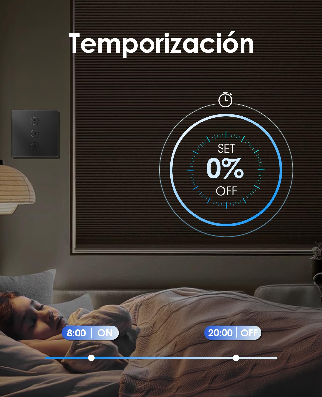 Interruptor Persiana Wifi Porcentual 80 * 80mm, Interruptor de Persiana Inteligente Control por Voz Compatible con Alexa/Google Home/Smart Life, Requiere Cable Neutro, Gris