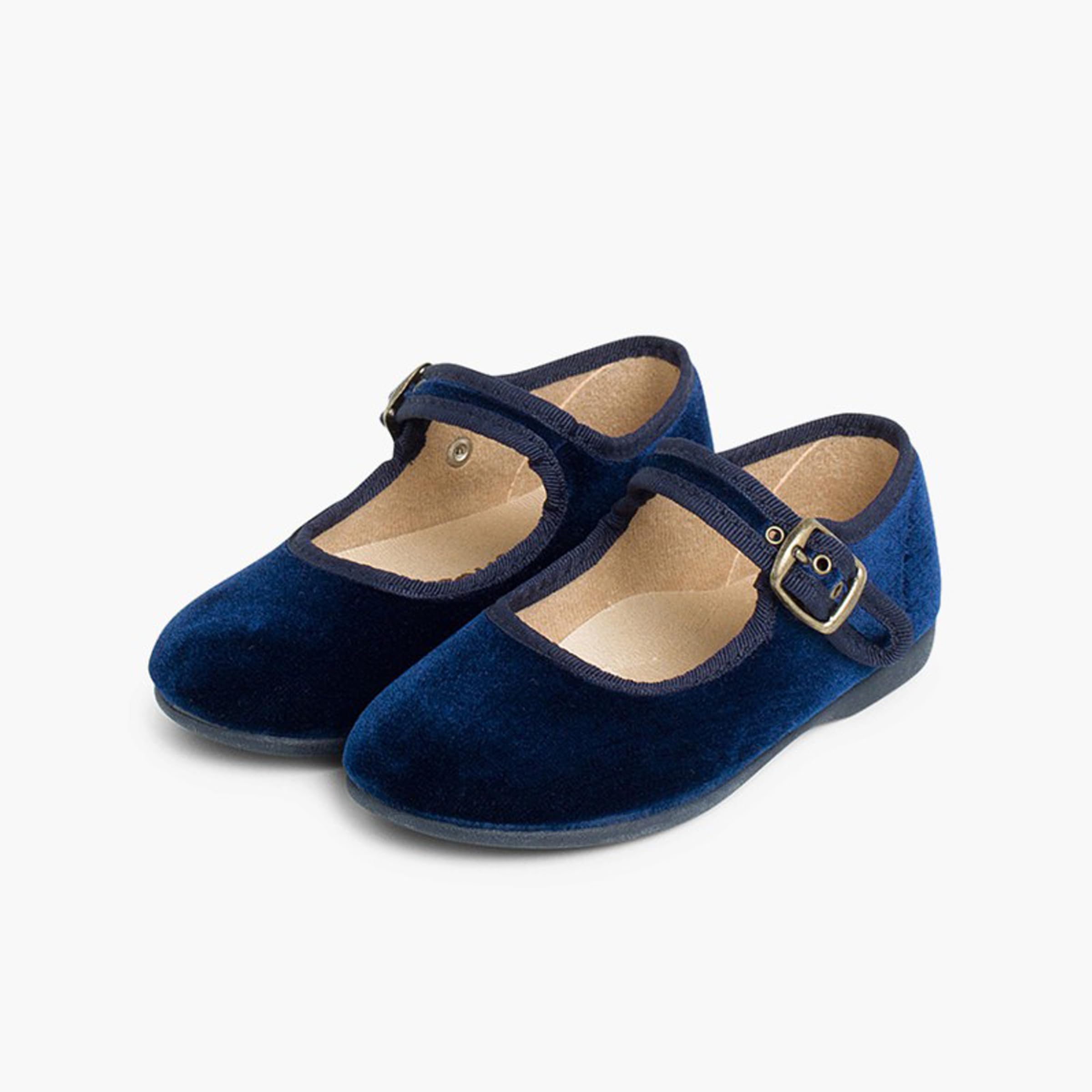 Pisamonas Mädchen Riemchenballerinas Aus Samt Mit Schnalle