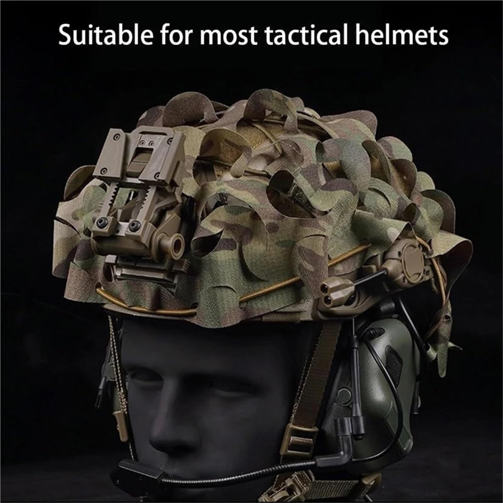 Set di casco tattico Airsoft Fast con cuffie tattiche, casco Airsoft in rete tagliata, copertura mimetica, equipaggiamento protettivo da caccia e combattimento