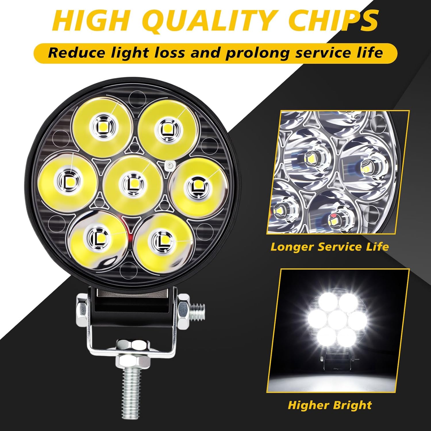Riakrum 20 Pack 2.5 Inch Round LED Work Lights, 21W 2100LM Spot Flood Light, IP65 Waterproof 12-80V, Off Road Driving Lights for Golf Cart Tractor Truck ATV UTV SUV 4WD Boat Snowblower