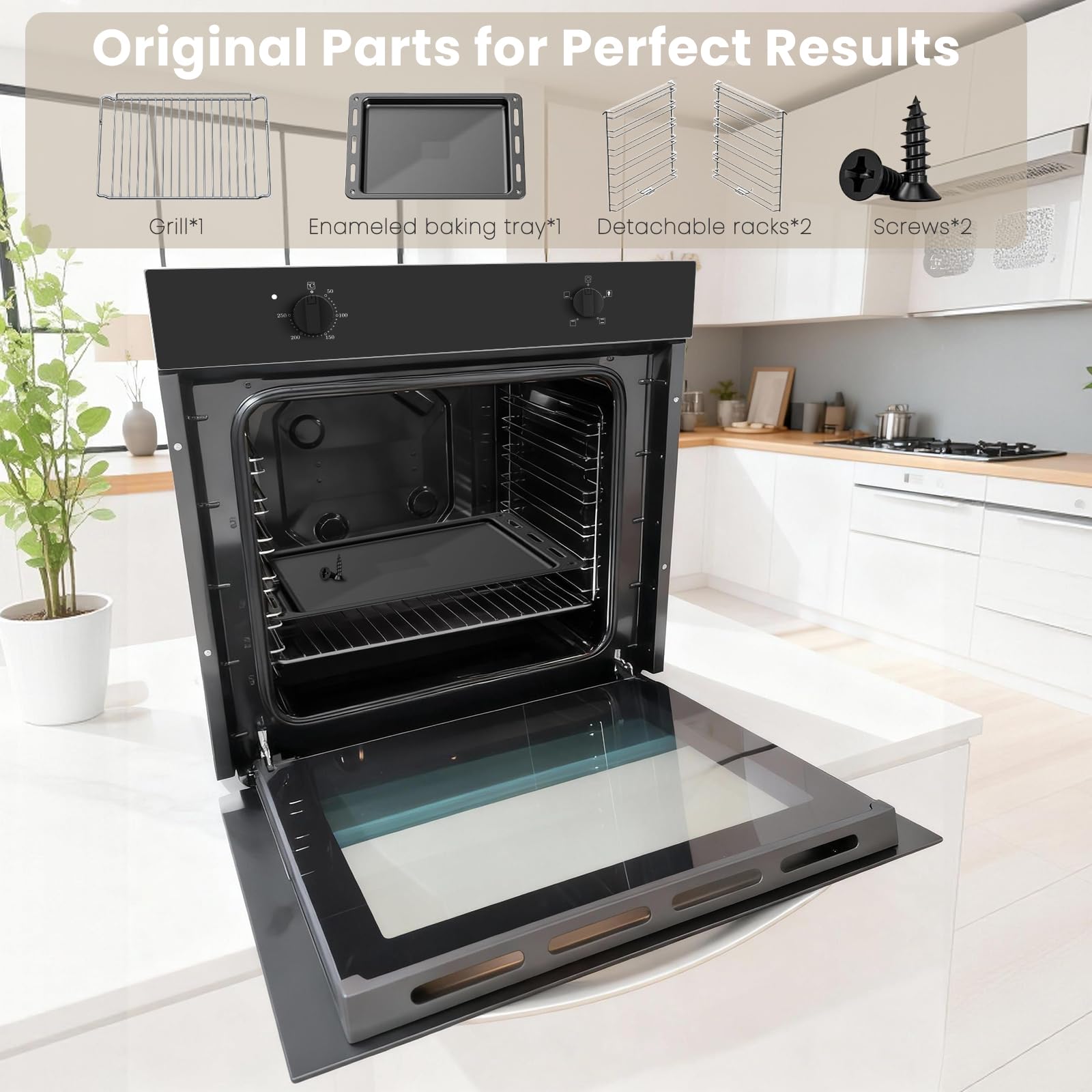 Electric Single Oven Built-in Integrated Black, Installed 65L 4 Functions Electric Single Oven Ideal for Family Cooking Easy Programmable Timer — view 5