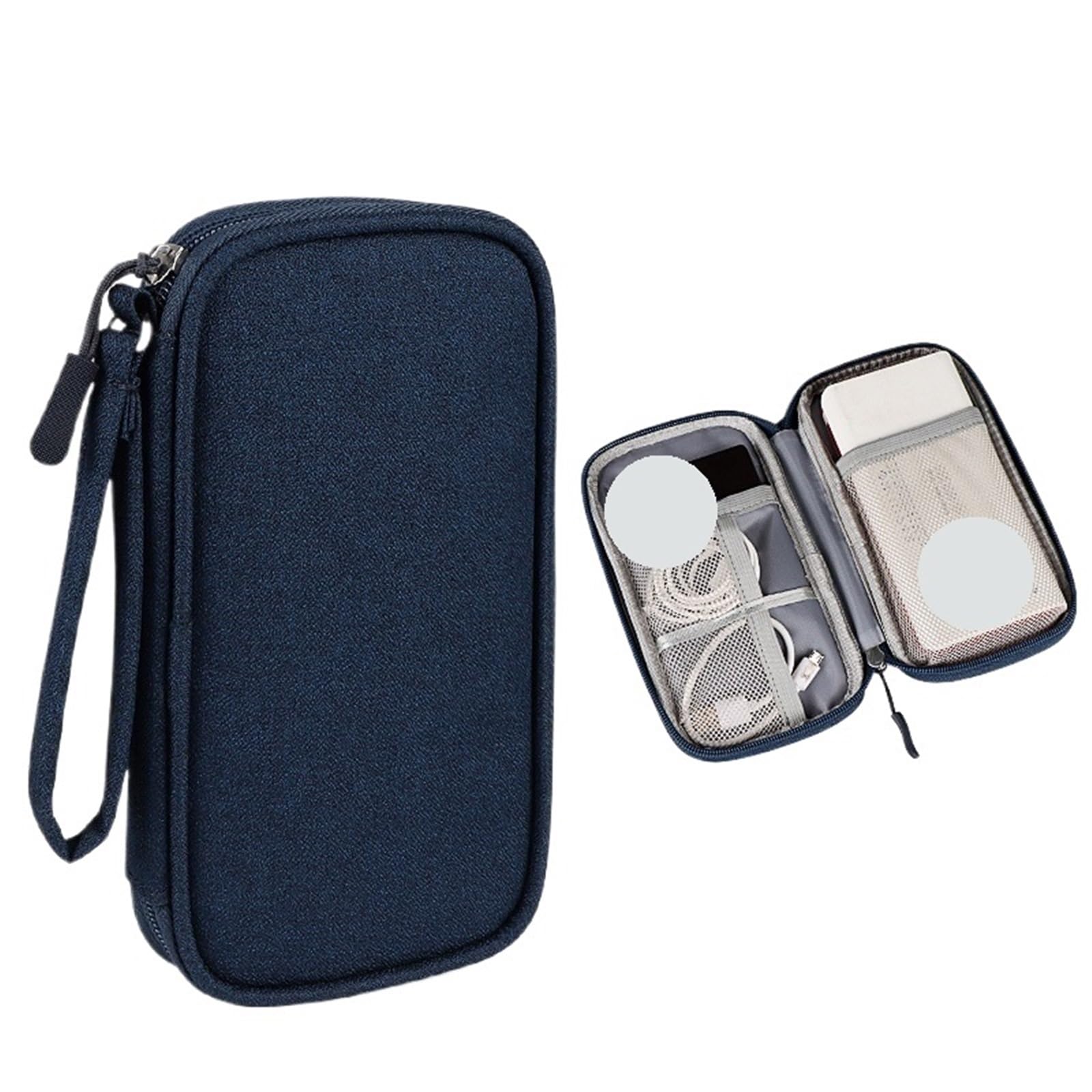 Torba na akcesoria elektroniczne, Torba podróżna na kable Przenośna torba do przechowywania danych cyfrowych Ładowarka kabel transmisji Akcesorium organizera(1 Layer blue)