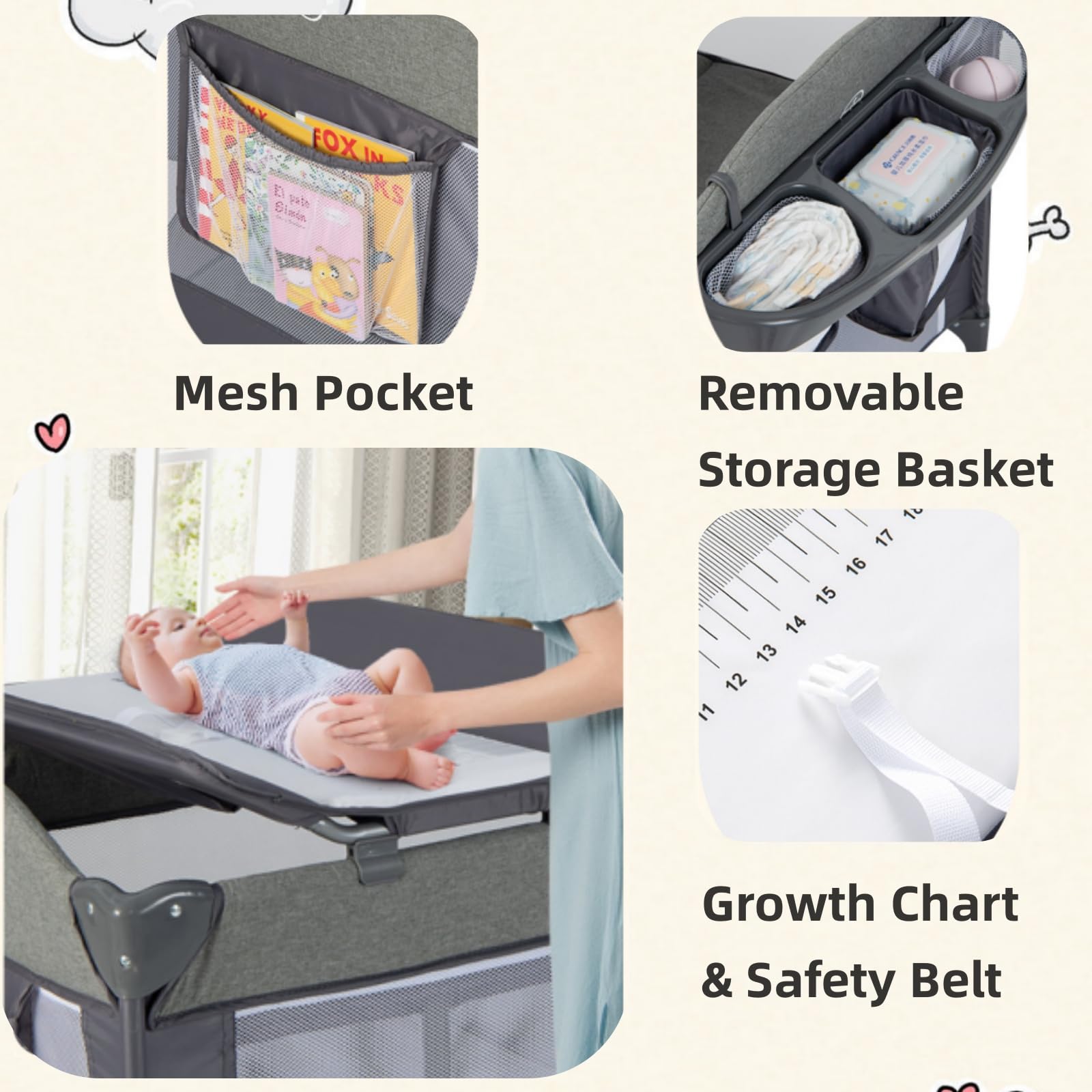 LIFEZEAL Lit Parapluie Pliant 2 Niveaux avec Matelas, 4 Hauteurs Réglables, Lit Voyage 110x76x76cm, Sac de Transport, Lit d'Appoint Bébé Table à Langer et Jouets, Charge de 15 kg, 0-9 Mois (Bleu)