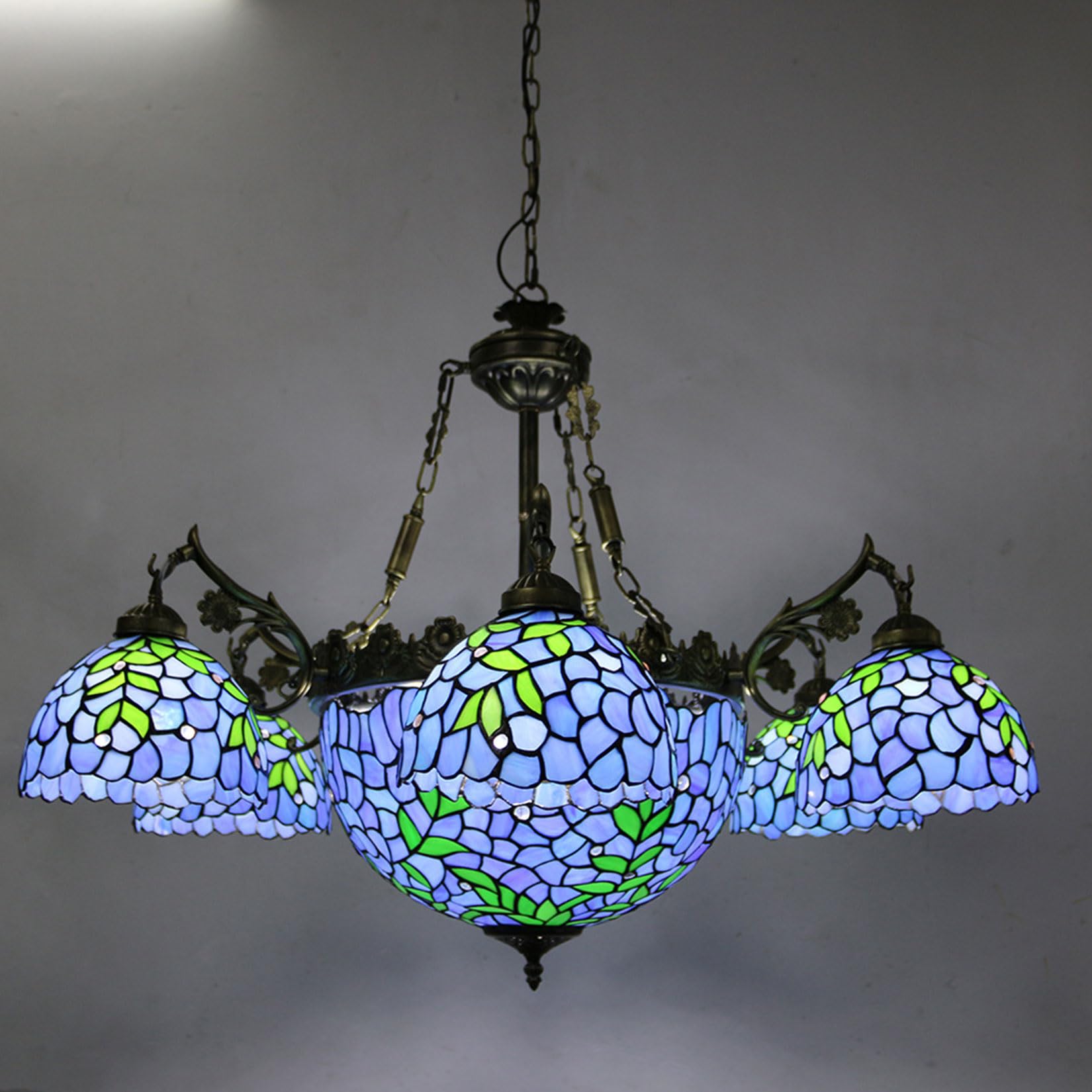 HJRegaFimu Chandelier Stained Glass Pendent Ceiling Light Wisteria Dragonfly Baroque Vintage Chandeliers Lighting Lamps For Dining Room Living Foyer Kitchen Home (baroque)