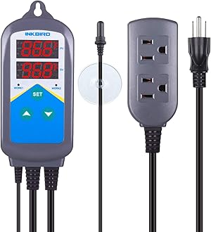 Inkbird Digital Outlet Heating Aquarium Temperature Controller ITC-306T Reptiles, Heat Mat, Updated Aquarium Probe (Heating Temp Controller+ Updated Aquarium Probe)