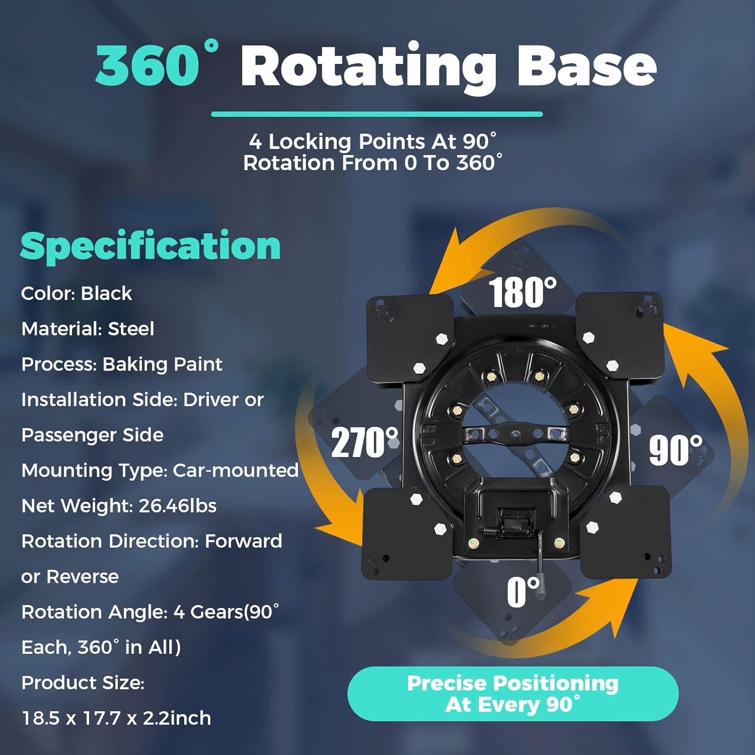 Universal Seat Swivel Base for Ford Transit/Mercedes Sprinter - 360° Rotating, 55mm Thick Steel, Ergonomic Design for Campers & Vans