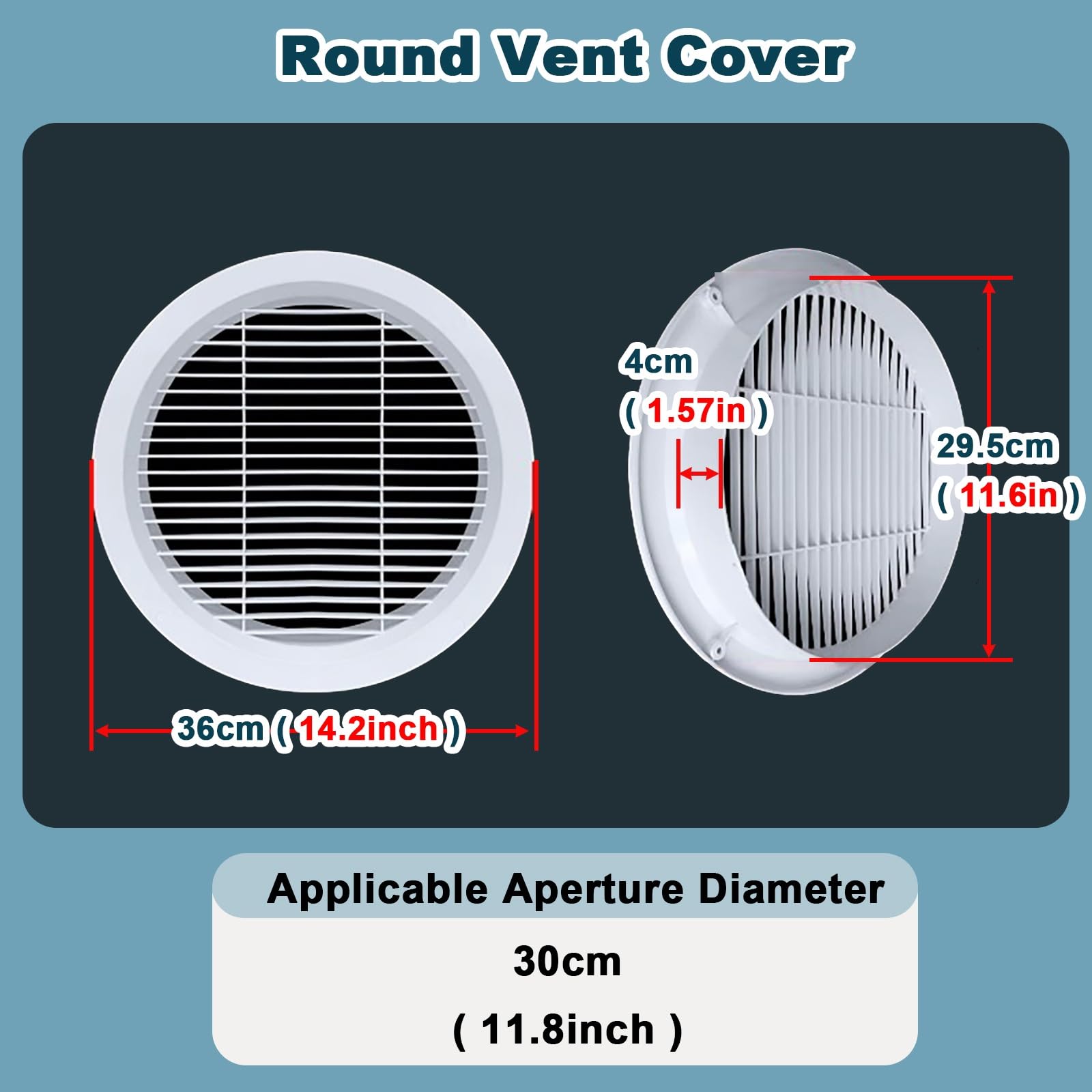 Griglia di Ventilazione per Soffitto/Parete, Copertura Rotonda per Soffitto/Copertura Fori Accesso, Coperchio Condotto Aria Condizionata(300mm/12in)