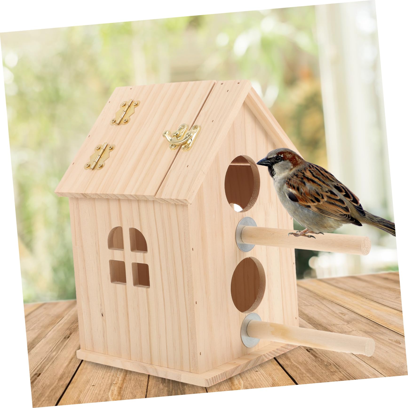 DOITOOL Caja Terrario De Aves Criadero De Madera Nido De Pájaro De Madera Casa De Pájaros De Madera Juguetes De Aves para Periquitos Accesorio Periquito Nido para Dormir G5 Ventana Munia