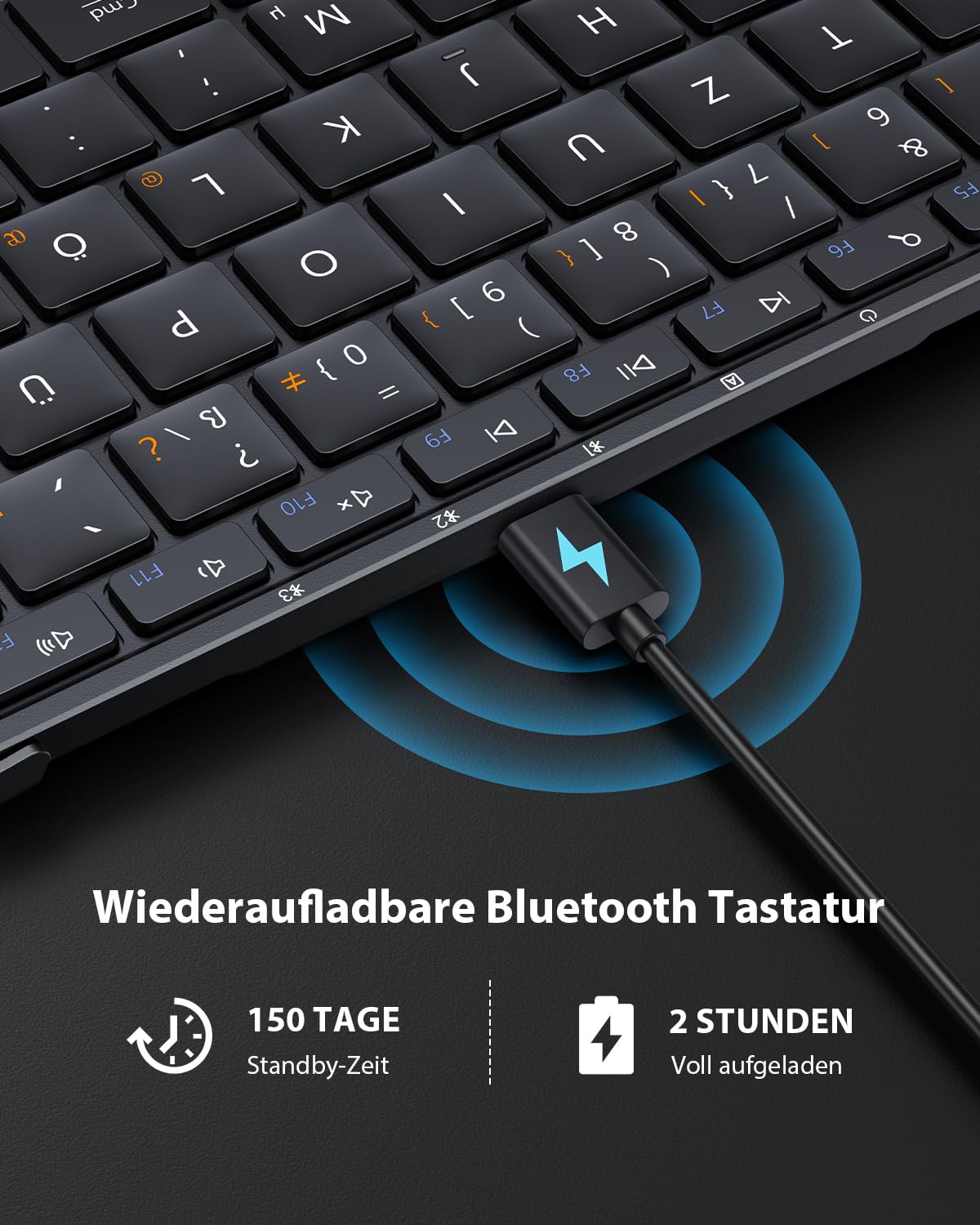 ProtoArc Tastiera Bluetooth pieghevole con tastierino numerico XK01, tastiera pieghevole ricaricabile senza fili, mini tastiera con 3 canali Bluetooth per iOS, Android, Windows, Tablet – Nero