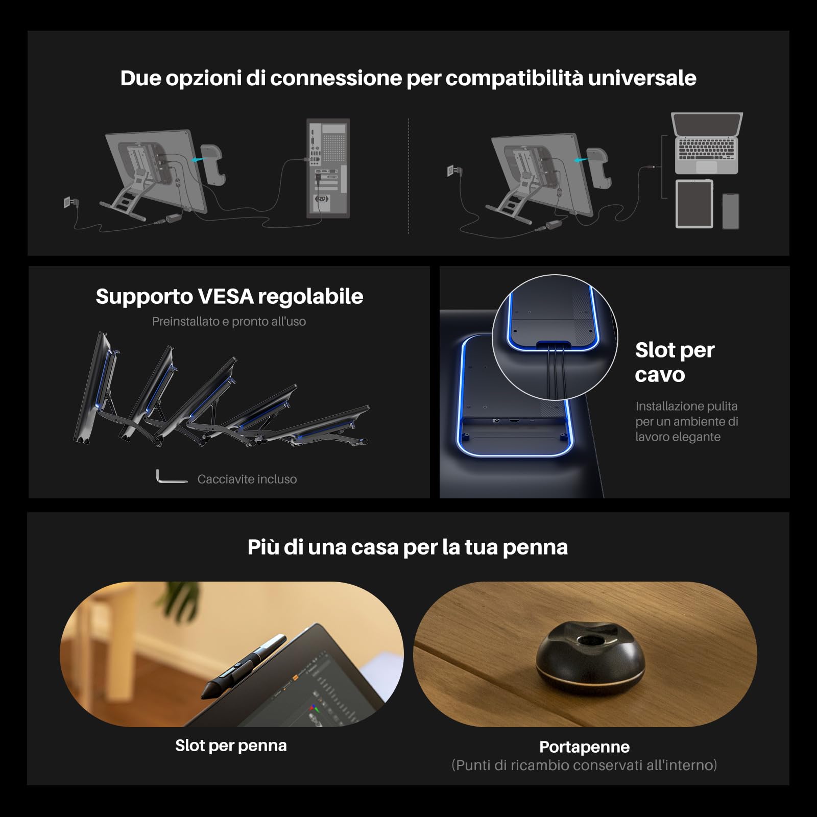 Huion Kamvas 22 (Gen 3 Tavoletta Grafica Con Schermo, display QHD 2,5K 21,5" 90Hz, stilo PenTech 4.0, 16384 livelli, 99% sRGB, ΔE<1,2 per illustrazione, design e animazione