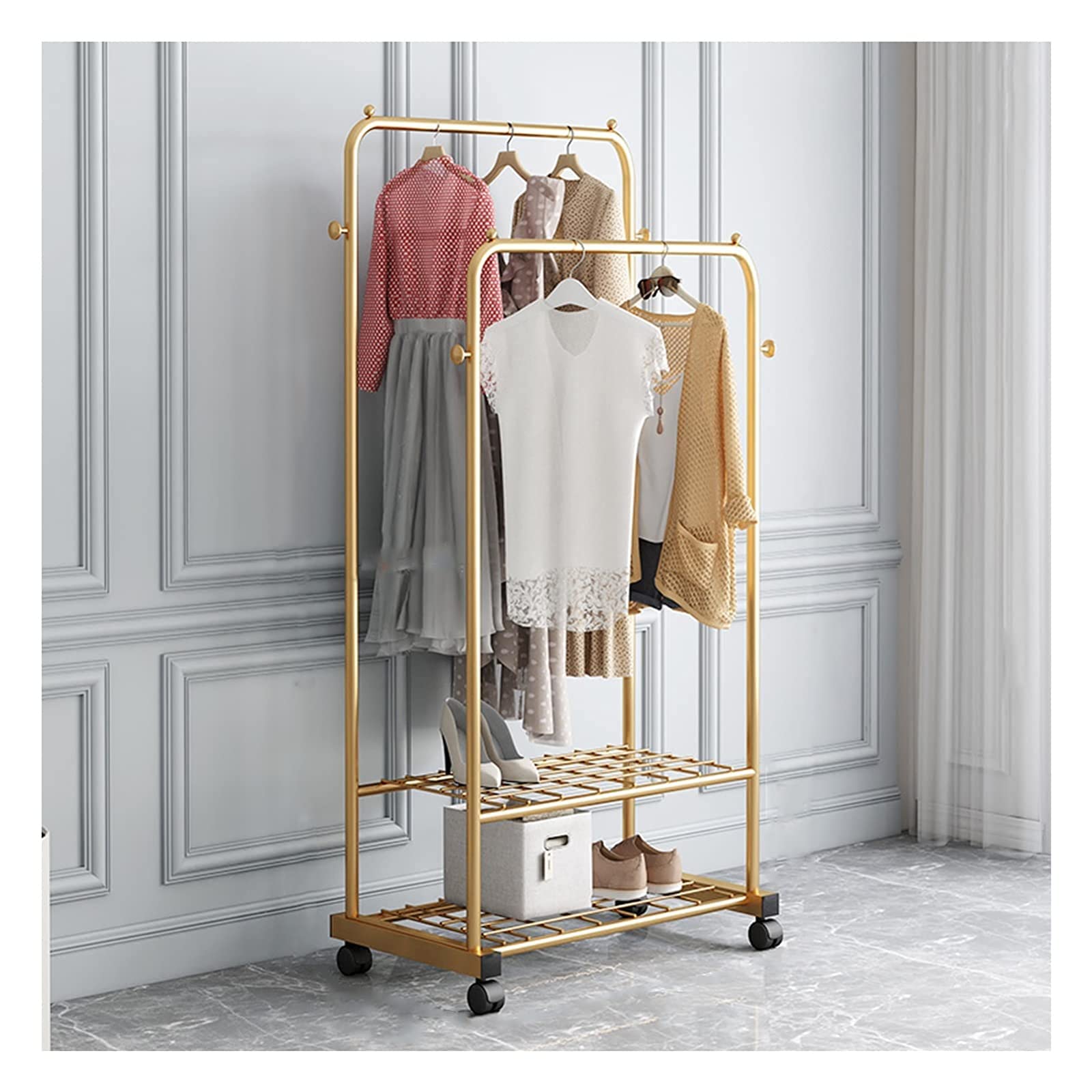 Séchoir à linge doré en métal robuste pour une entrée chic