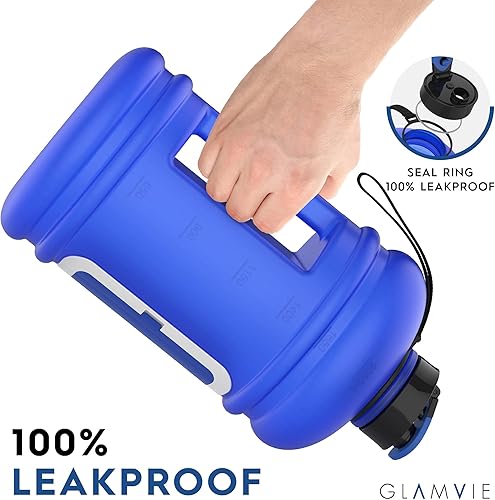 Miniatura 5 de Glamvie Botella de agua deportiva de 73 onzas con asa, jarra de agua reutilizable grande de 2.2 litros para deporte y fitness con estuche de