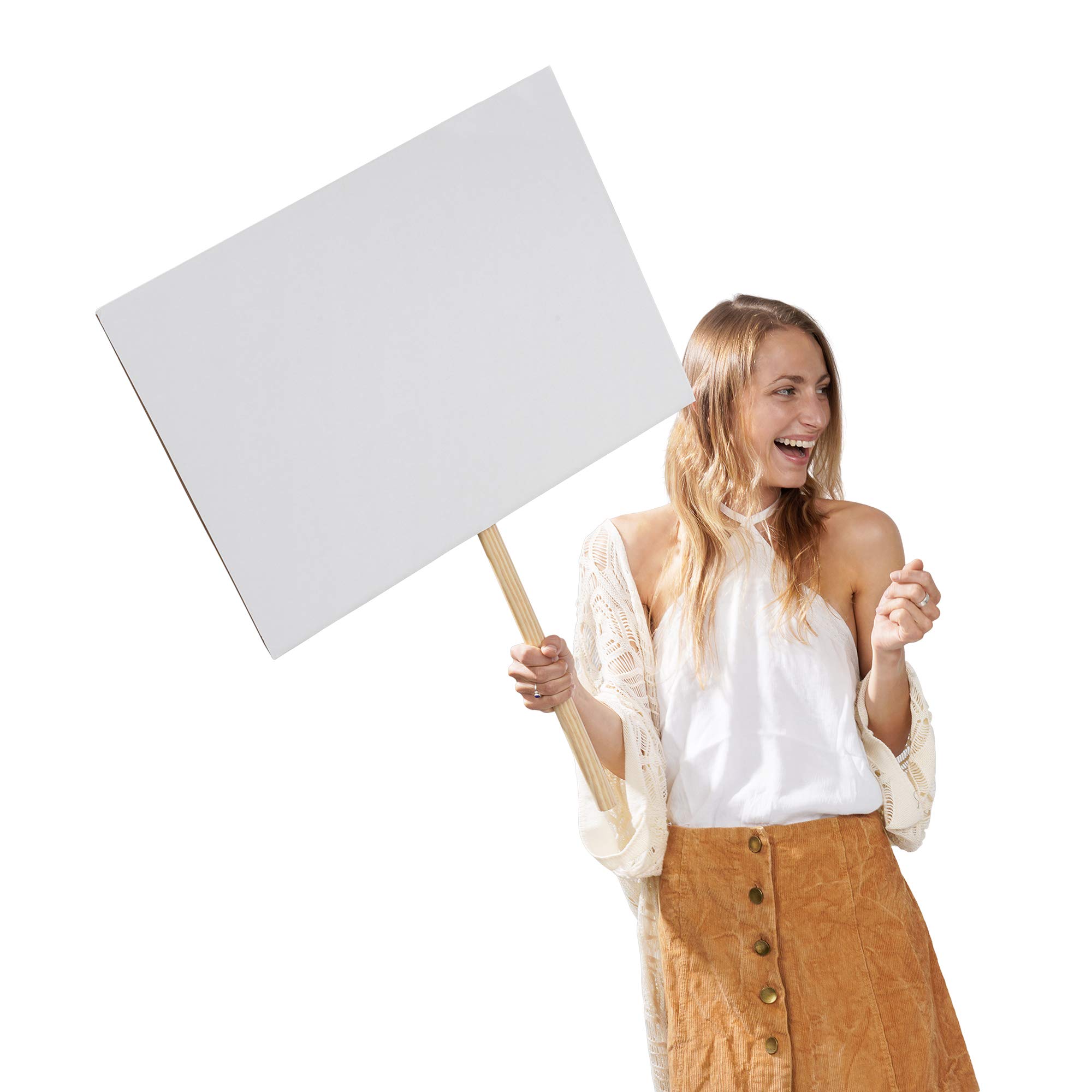 Pappschild DIN A2 Blanko – Demoschild für Demonstrationen & Festivals | FSC-zertifiziertes Protestschild mit Halterung | 10 Stk