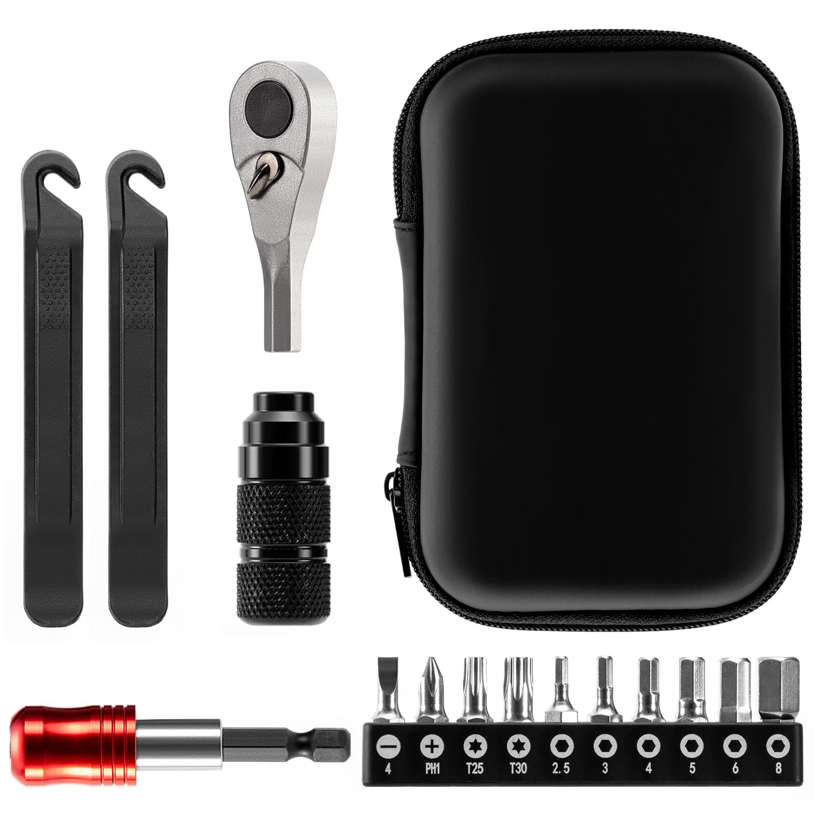 WINFAVO Bike Repair Tool Kit with 10 Magnetic Bits - Alloy Multitool for Bicycle, MTB, Road Cycling - Portable Multifunction Tool Set in One Safety Kit