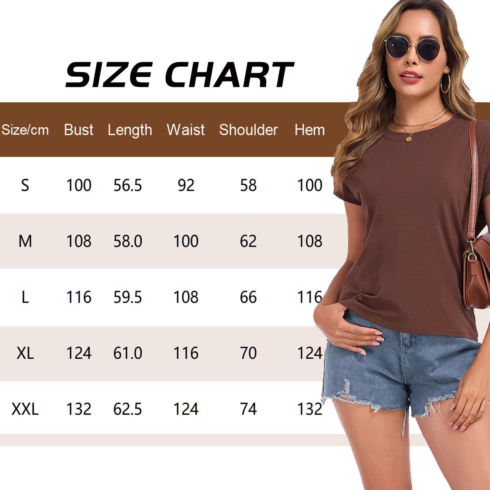 HOTIAN Camiseta de manga corta para mujer, de algodón, informal, básica, de verano, manga corta, cuello redondo, holgada