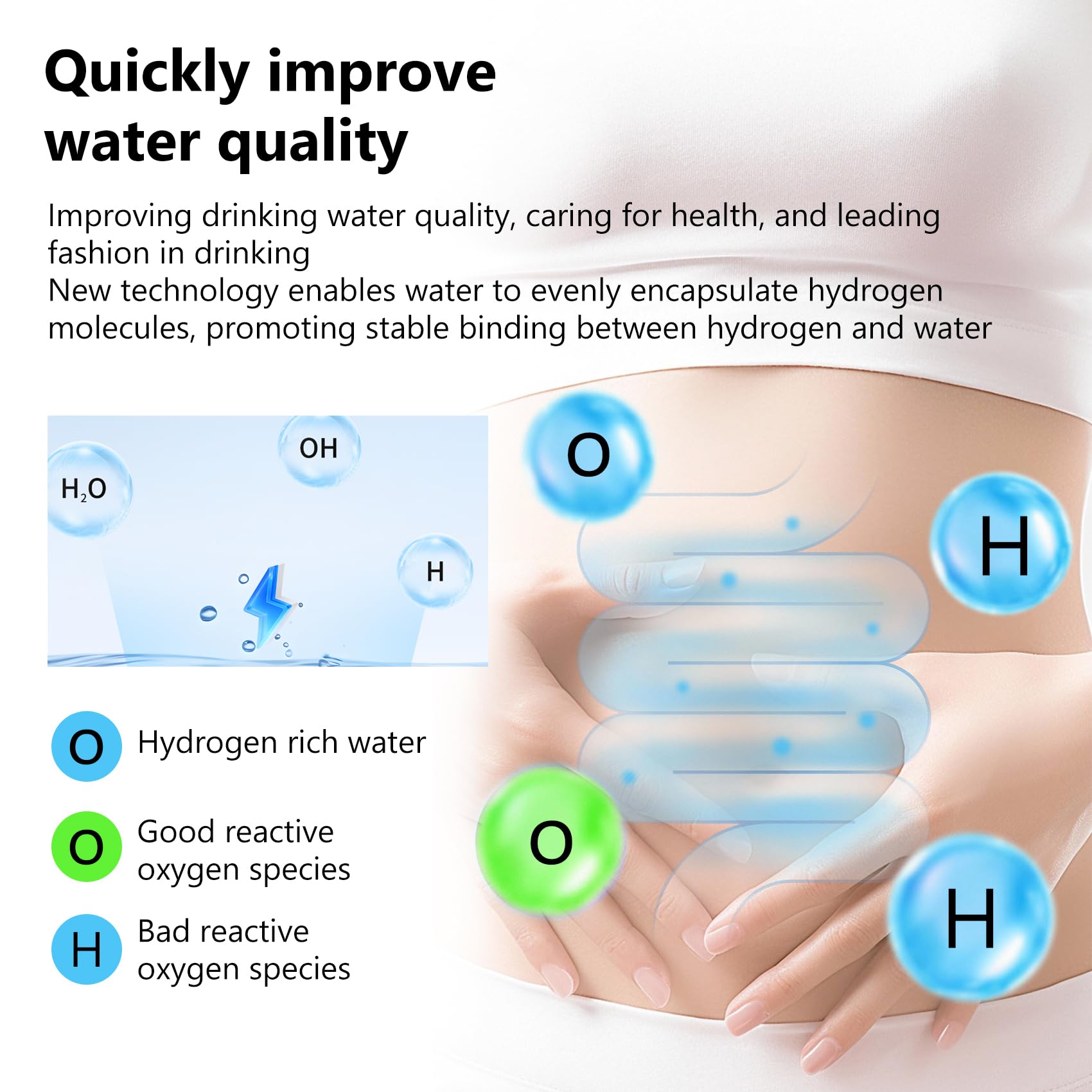Generador de máquina de agua de hidrógeno | 1800 PPB de alta concentración, fabricante portátil de agua de hidrógeno con tecnología SPE y PEM para el hogar, gimnasio y viajes, tecnología alcalina de