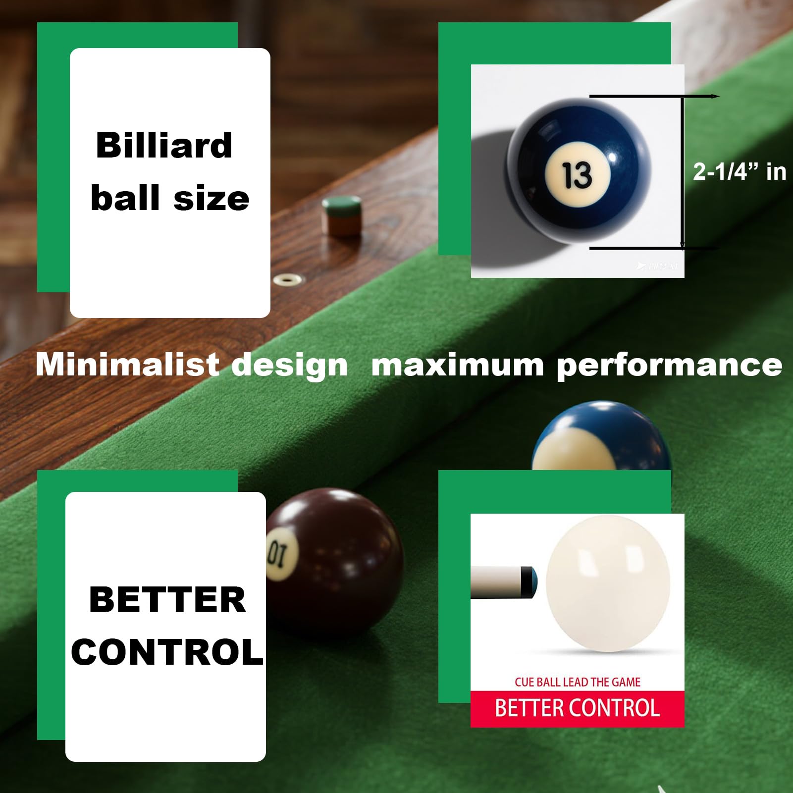 Boules De Billard Professionnelles 57.2mm - Jeu De 16 Boules De Billard Américain pour Table De Billard