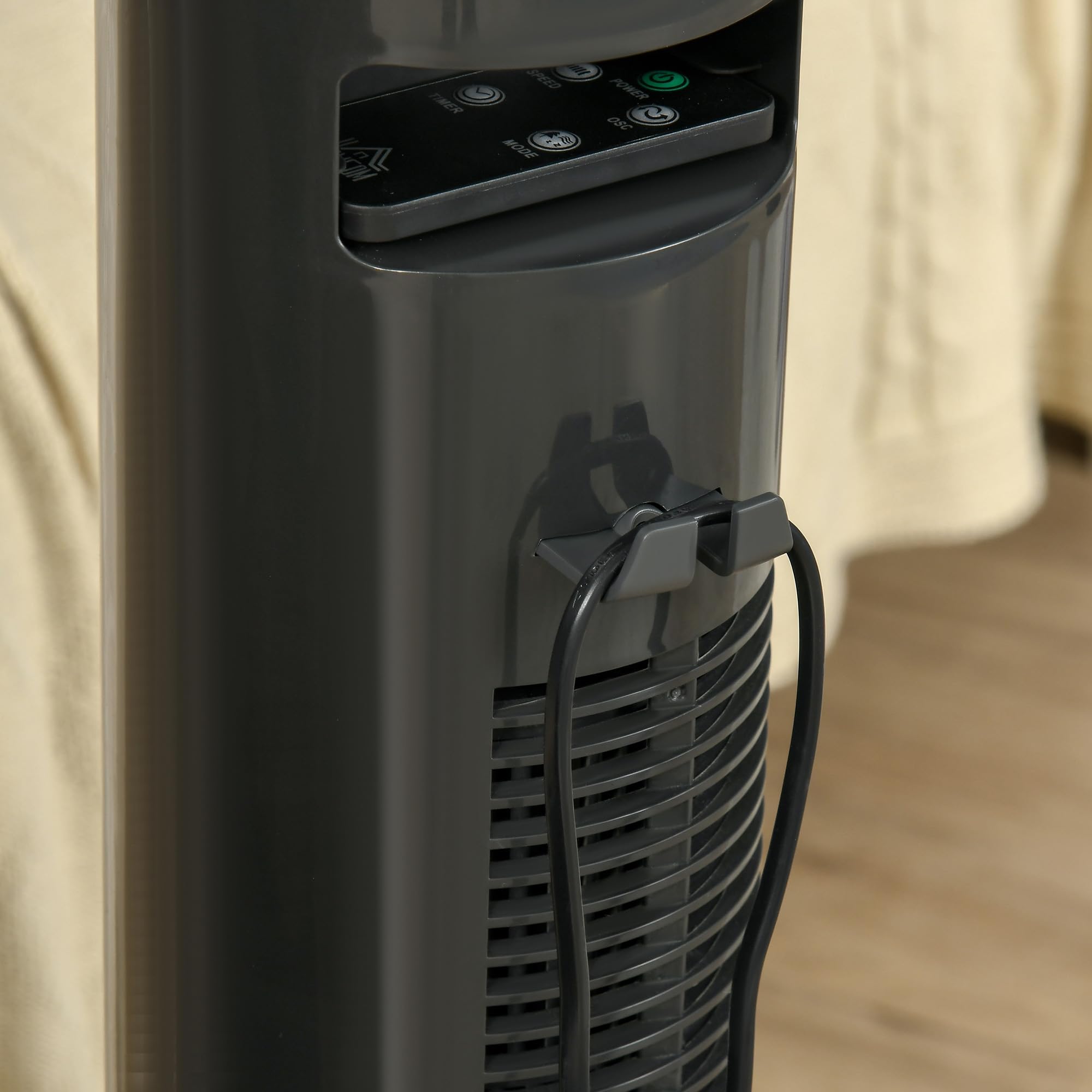 HOMCOM Ventilateur Colonne Silencieux 45 W pour Chambre 77H cm Gris Foncé | Ventilateur Tour, 3 Modes 3 Vitesses, Télécommande, Oscillant 70°, Minuterie