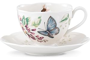 Lenox Porcelain Meadow Cup and Saucer with Blue Butterfly (1.3 LB)
