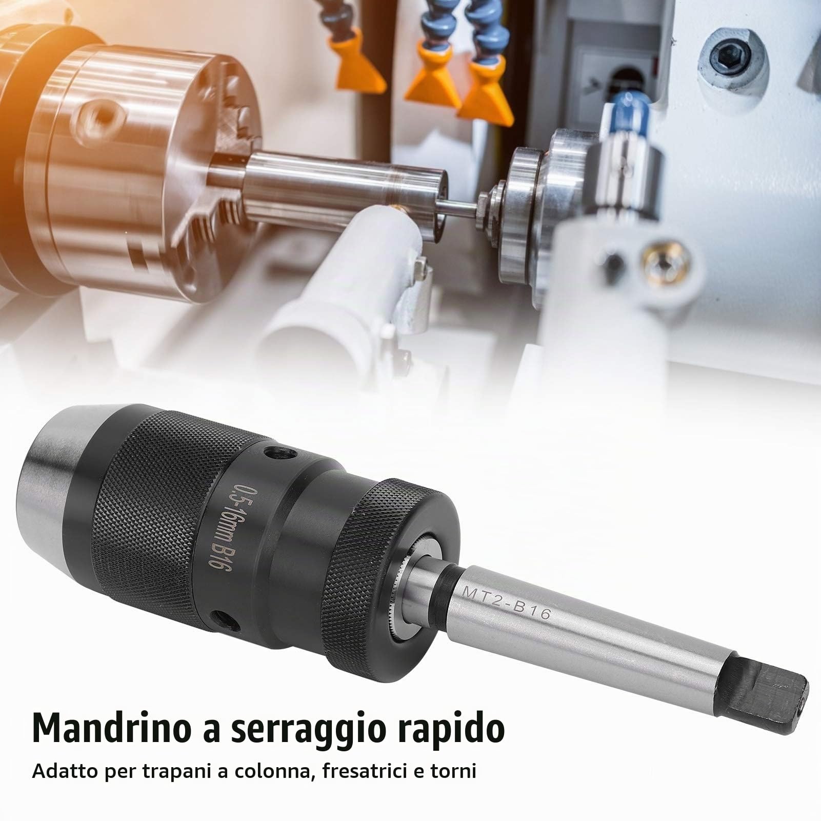 Estink Mandrino Autoserrante 0.5-16mm Cono Morse MT2 | Per trapani e fresatrici, sgancio rapido