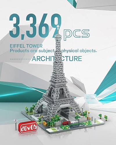 Miniatura 3 de dOvOb Architecture - Juego de microbloques de la Torre Eiffel, 3369 piezas de mini ladrillos 3D, juguete de rompecabezas 3D, regalo para adultos y
