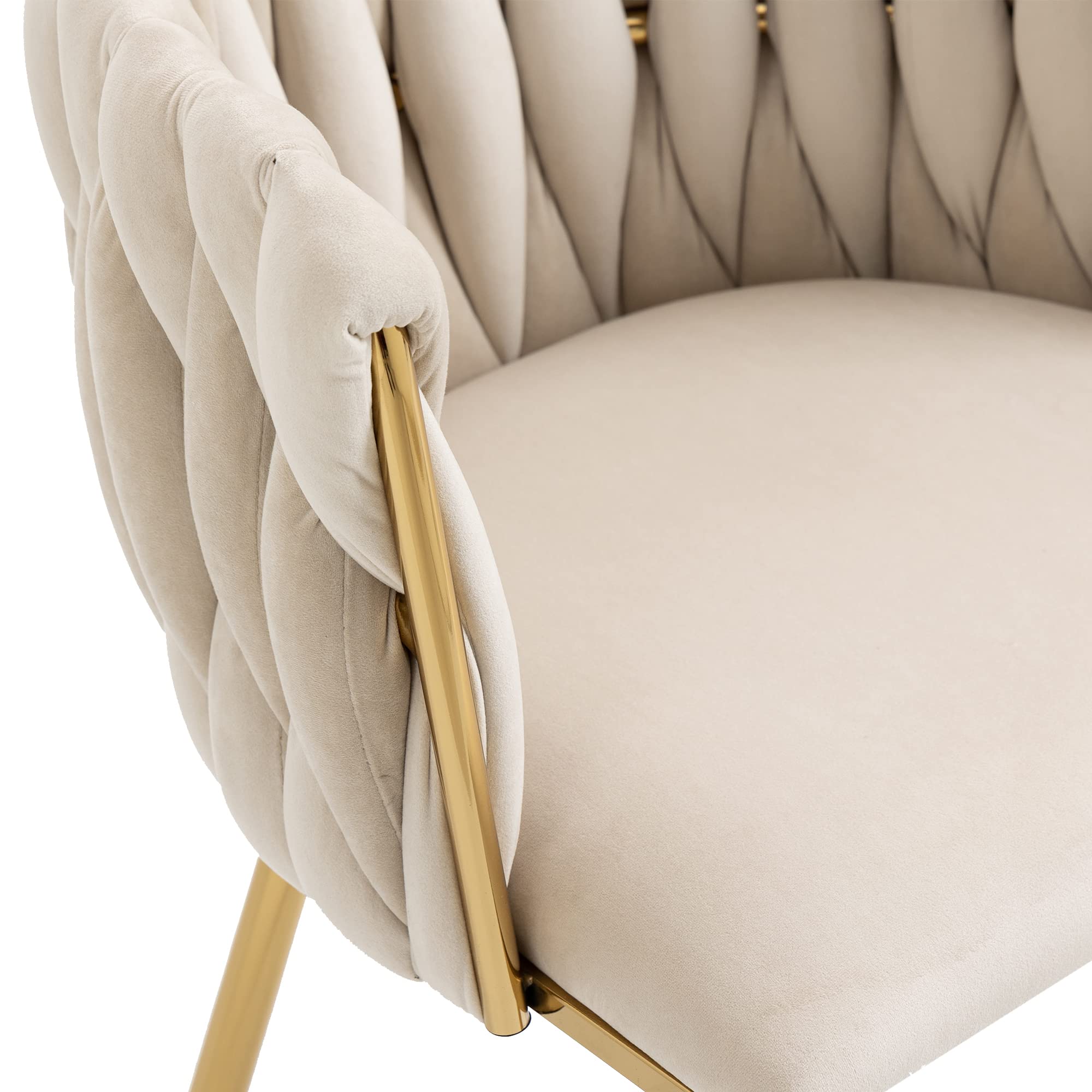 Set di 2 sedie da pranzo in velluto moderno e lussuoso con gambe in metallo dorato, elegante design intrecciato a mano e morbidi cuscini per sala da pranzo, soggiorno e camera da letto