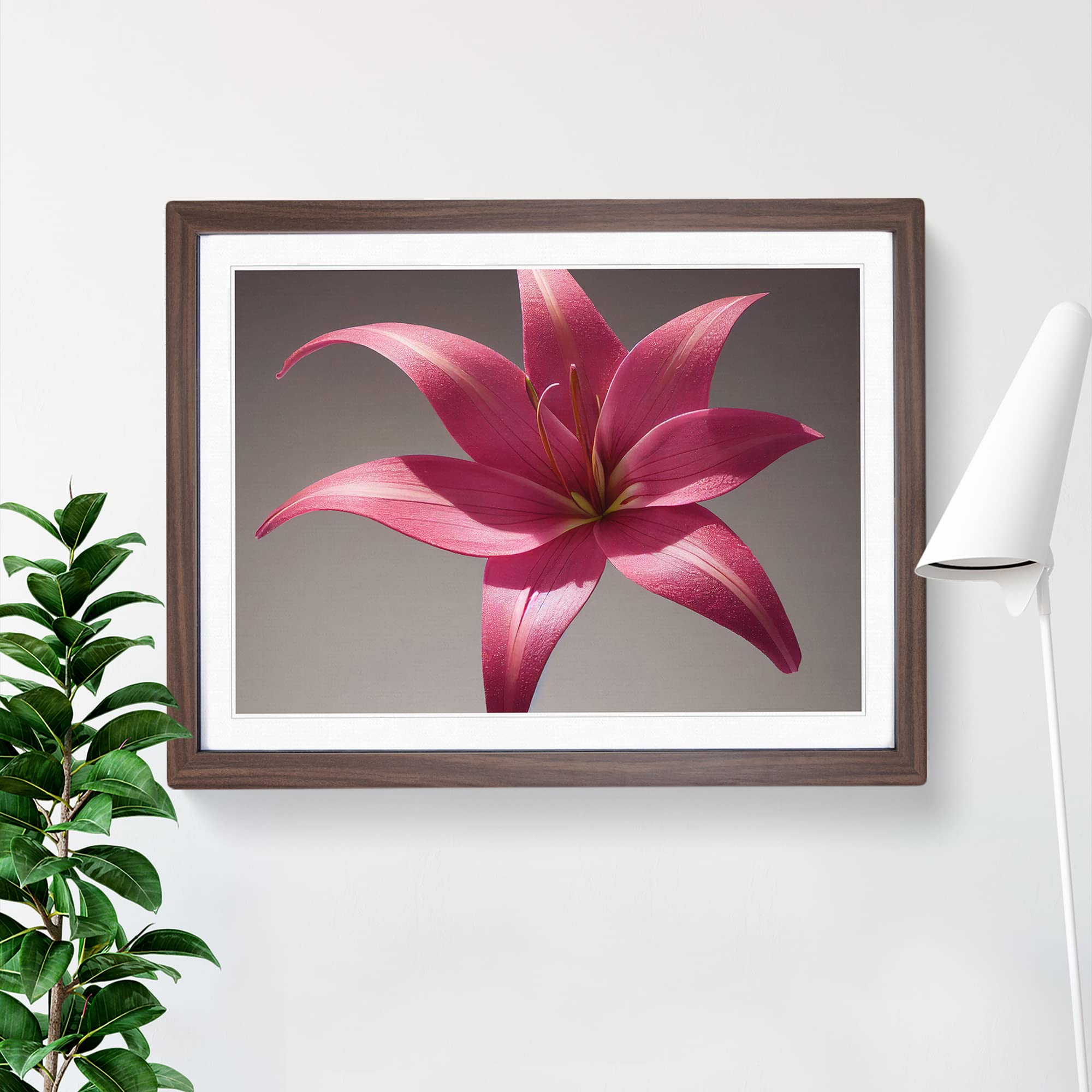 Serene Lily Flower BLK Framed Print, Walnut, A3 (46 x 34 cm) - Image 3