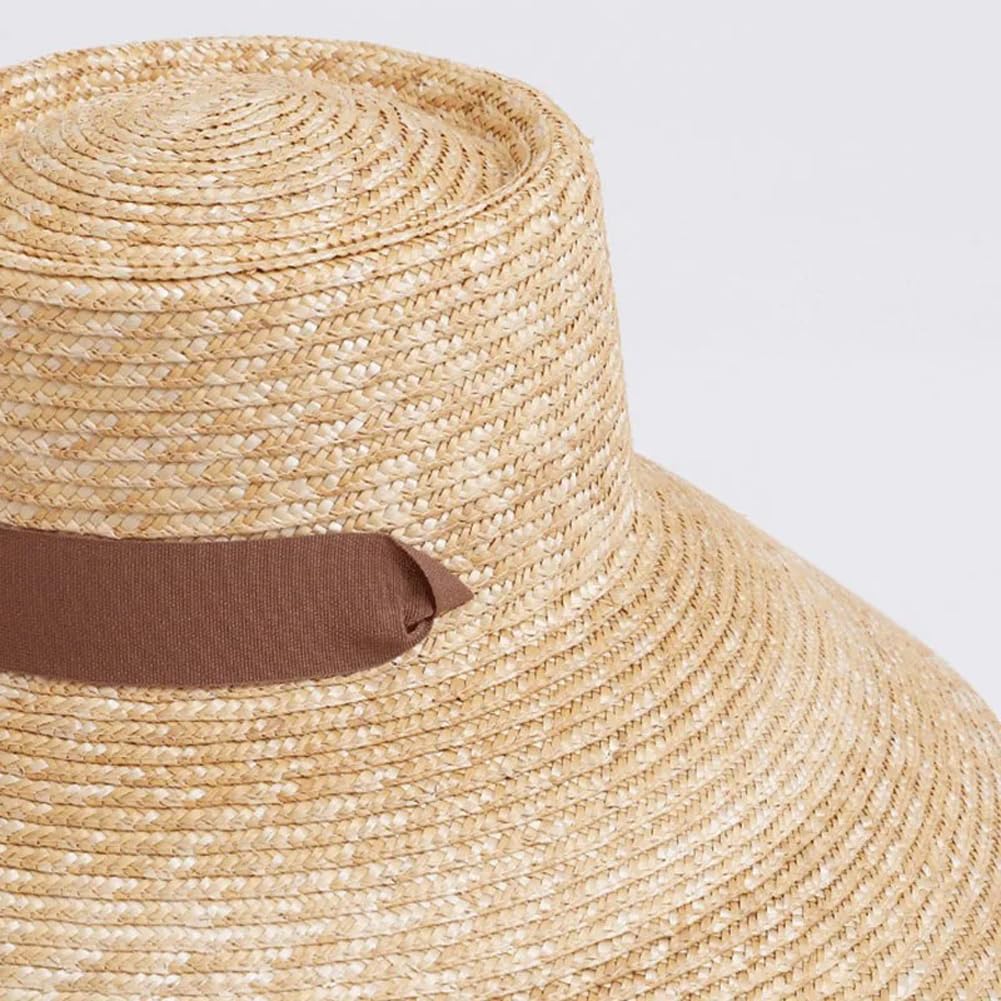 Gorra ancha de protección solar, sombrero de paja de verano para mujer para exteriores, natural