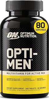 Optimum Nutrition Opti-Men Suplemento multivitamínico diario, 240 unidades | Multivitamínico para hombres activos, 25 vitaminas y minerales, vitaminas B, aminoácidos, apoyo inmunológico, tabletas fáciles de tragar