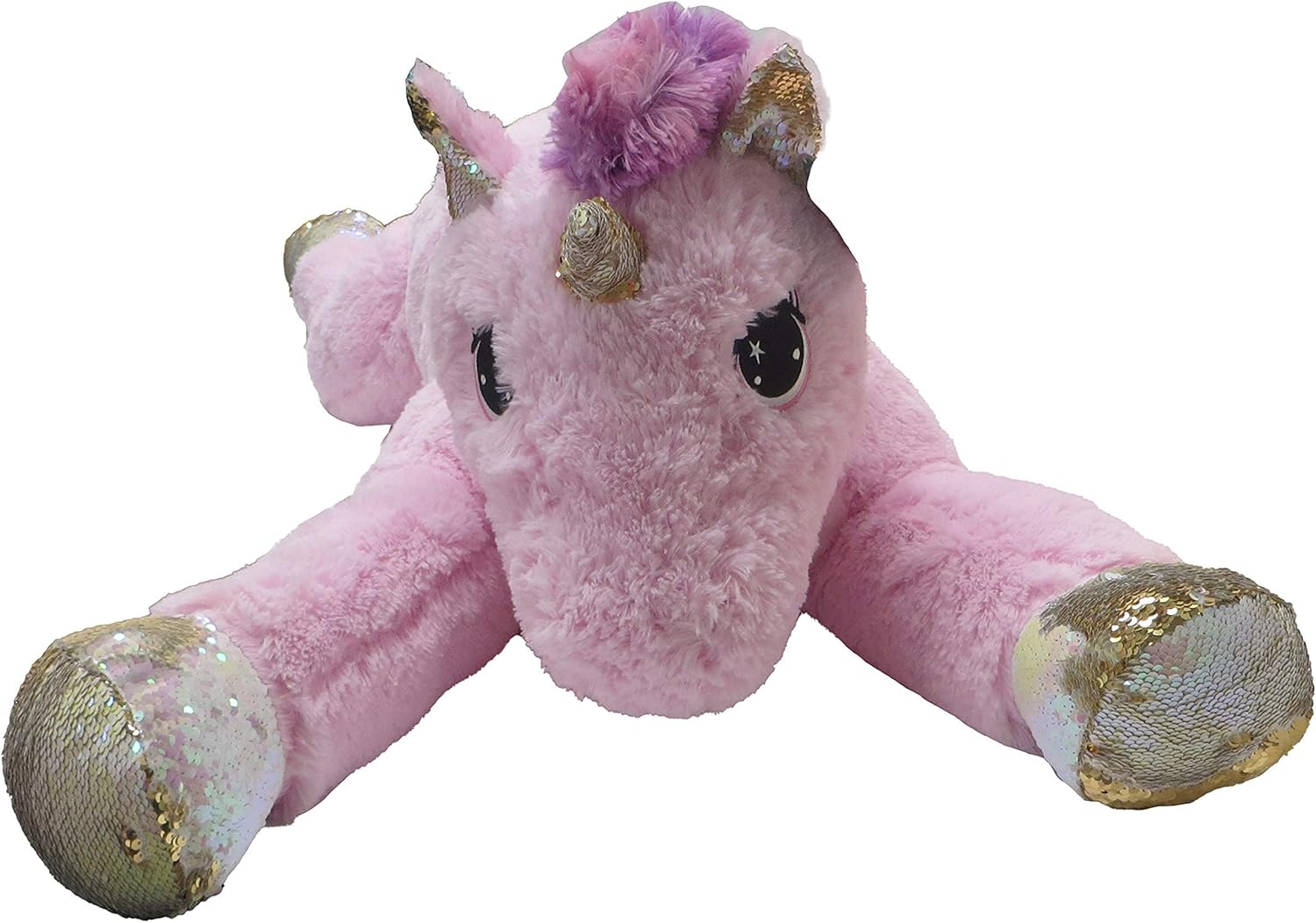 Black Friday Clearance Goffa Jumbo Pink Unicorn Plush, Reversible Sequins, 51?